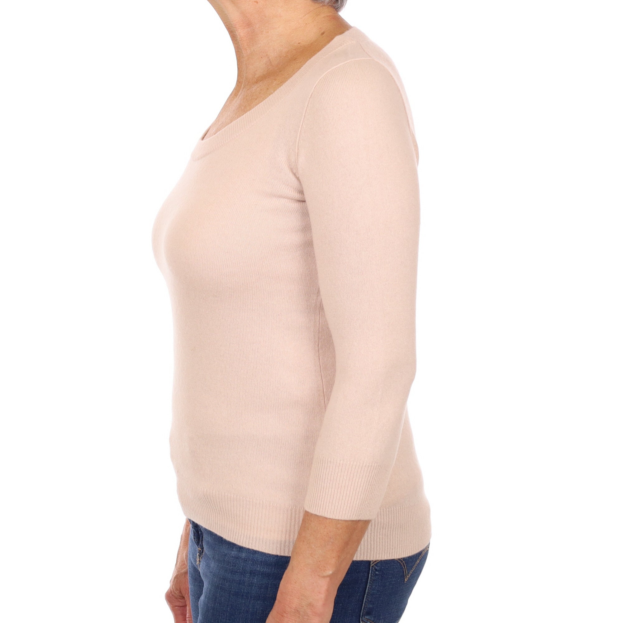 Jigsaw Nude Pink Cashmere Scoop Neck Jumper Medium