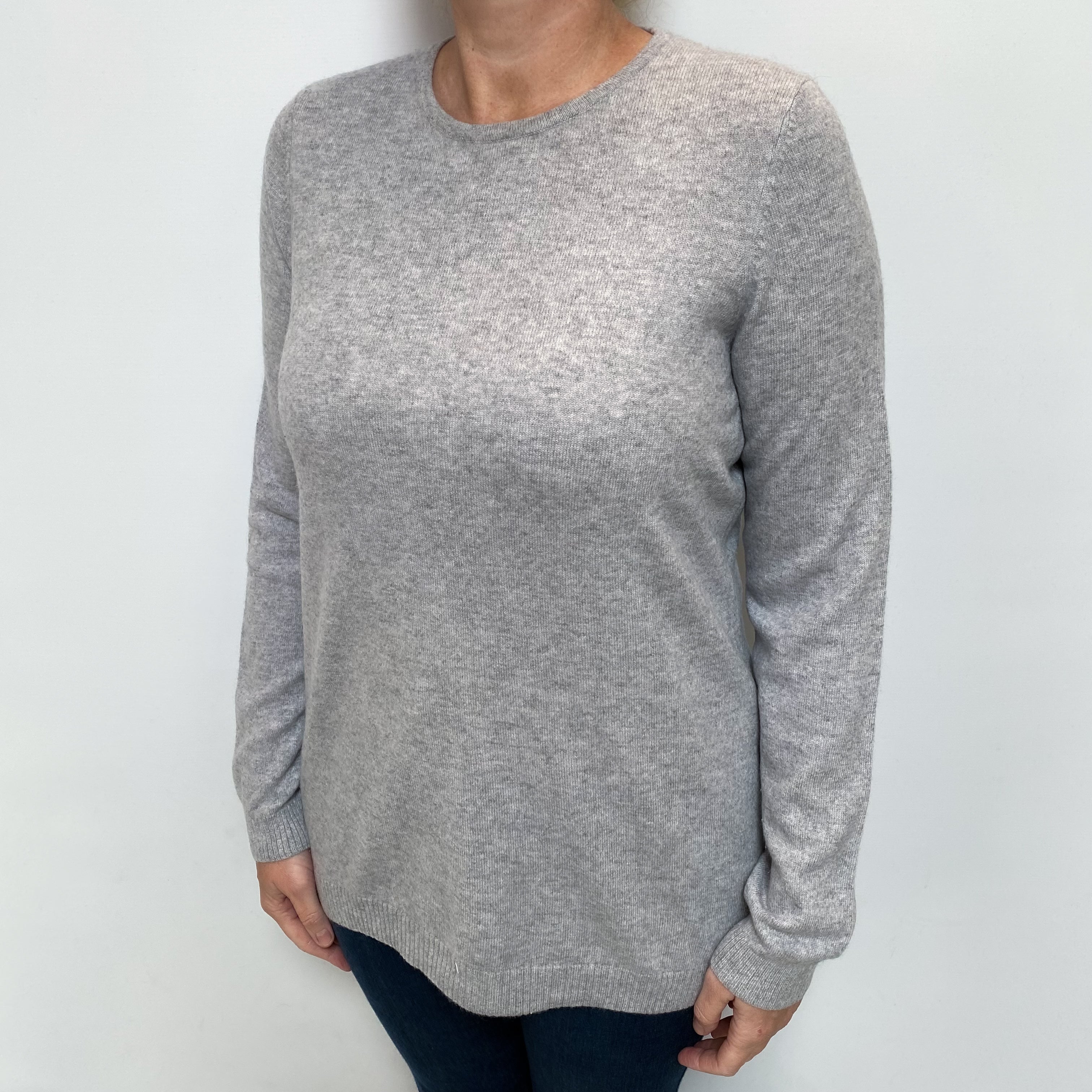 Mist Grey Cashmere Crew Neck Jumper Large