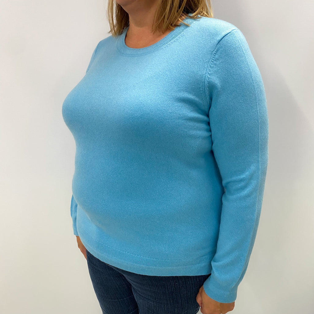 Sky Blue Cashmere Crew Neck Jumper Extra Large
