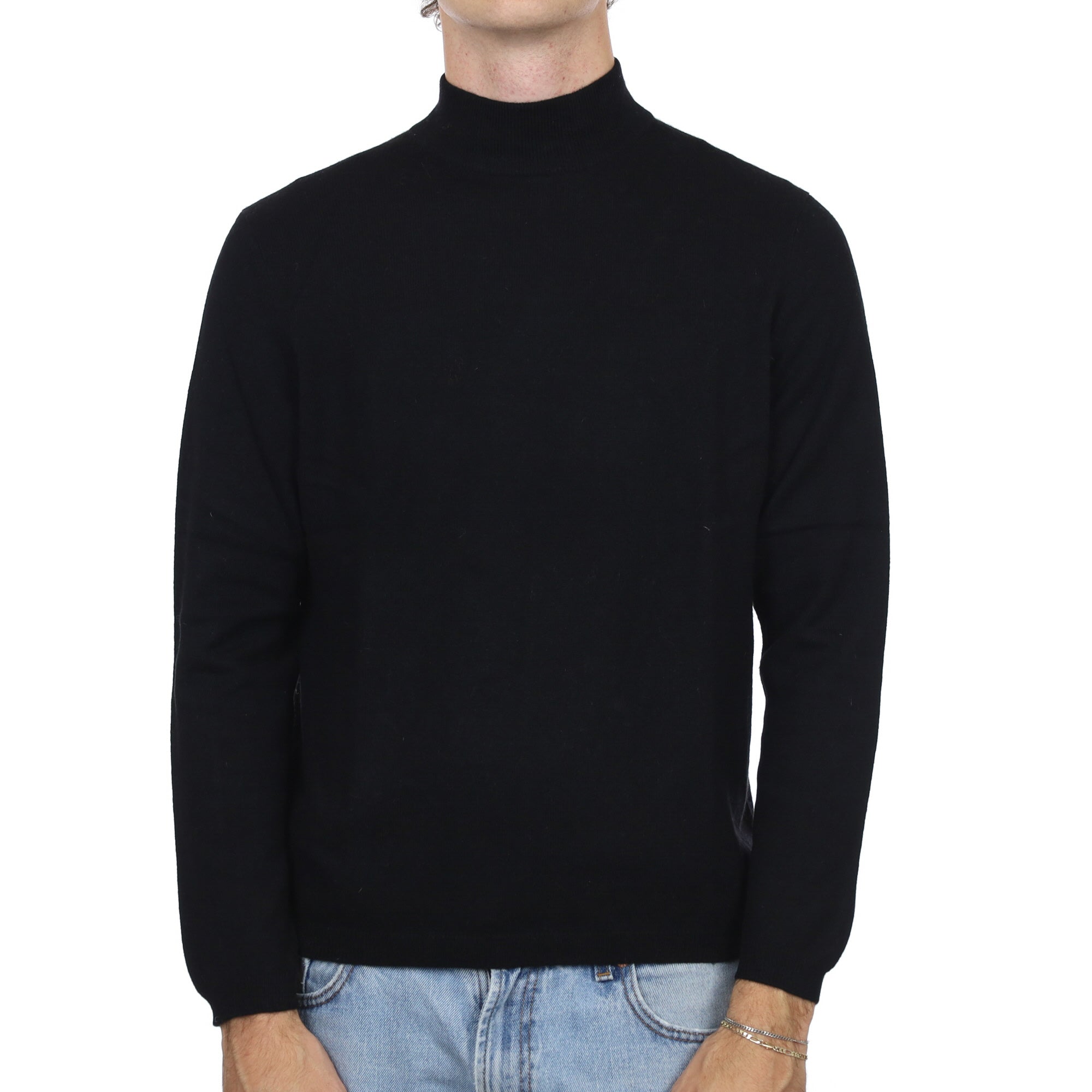 Men's Black Cashmere Turtle Neck Jumper Large