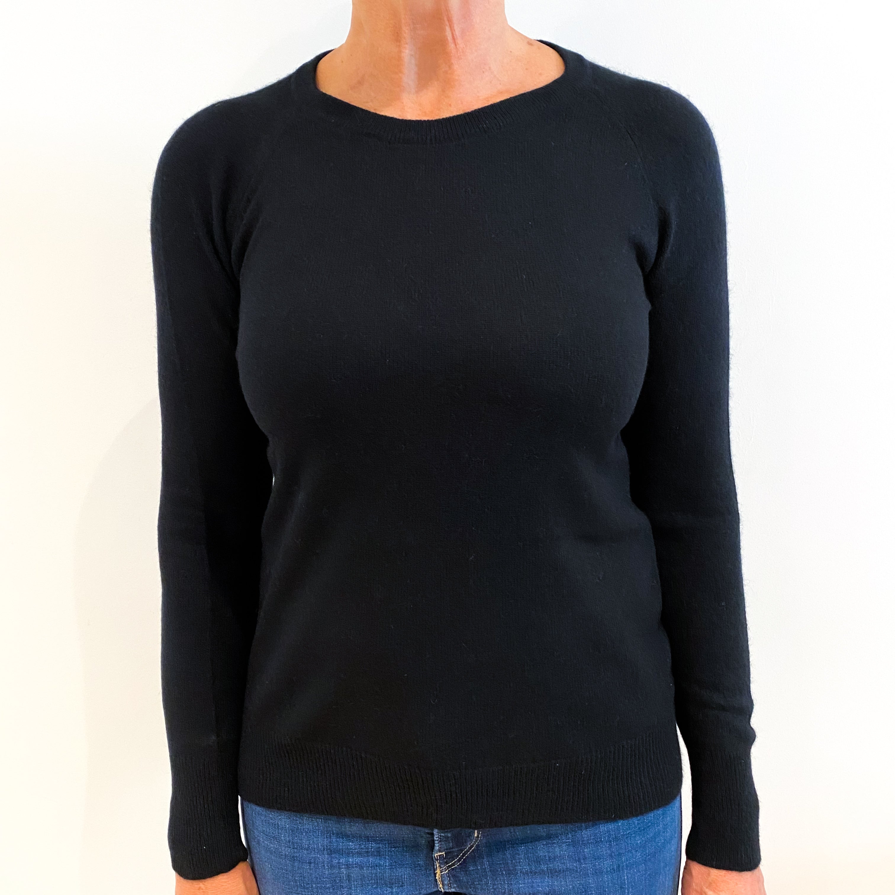 Black Cashmere Crew Neck Jumper Medium