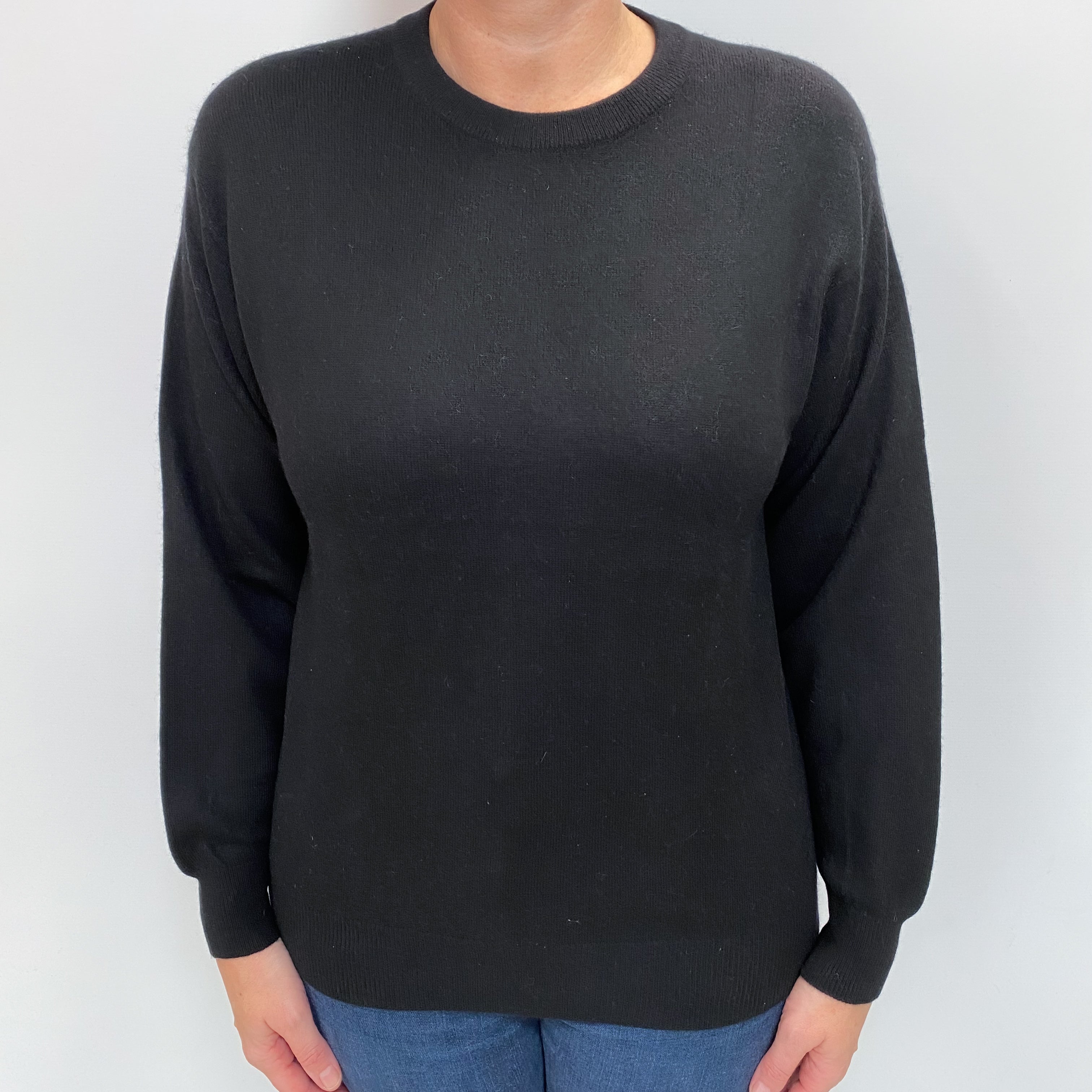 Black Cashmere Crew Neck Jumper Large