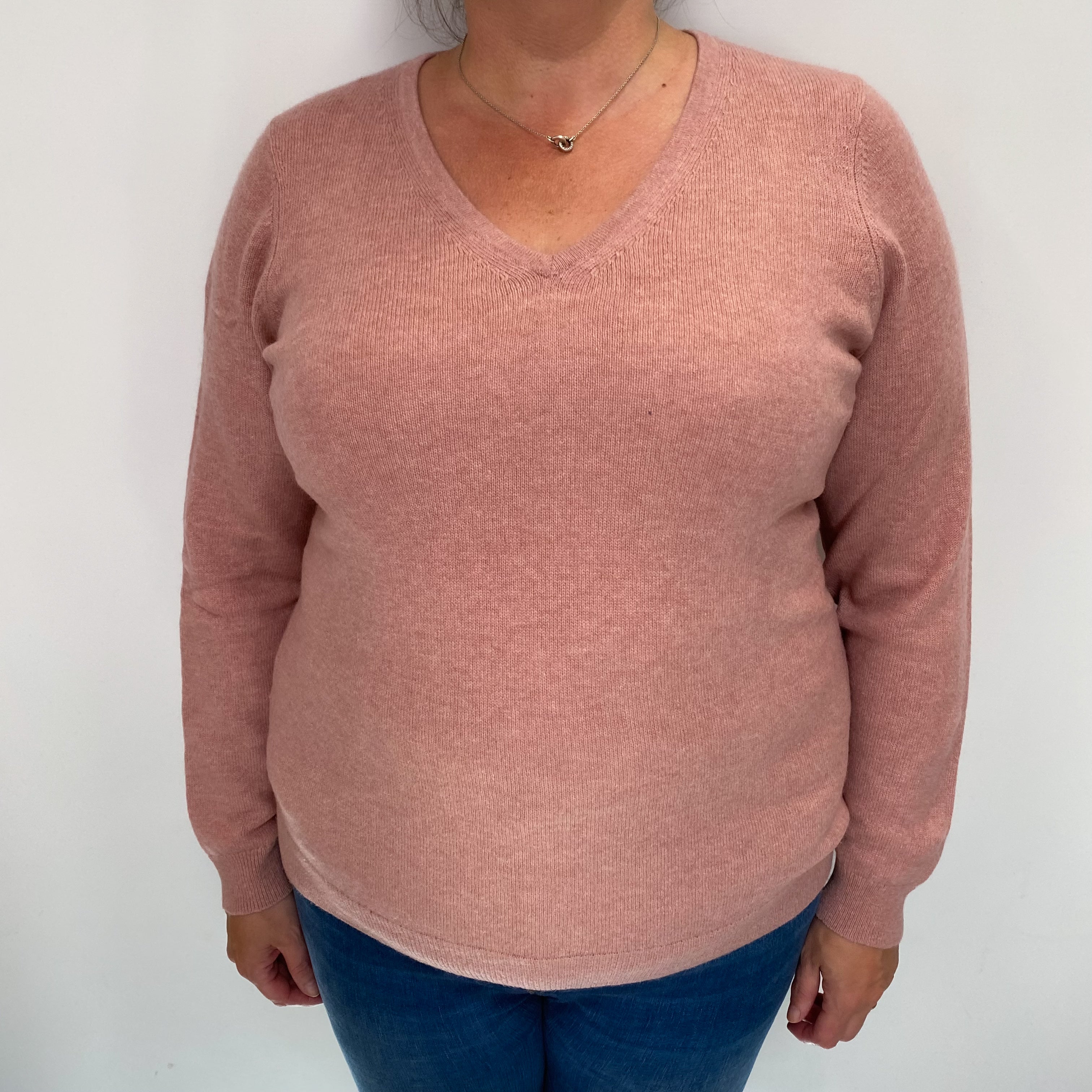 Faded Heather Cashmere V Neck Jumper Extra Large