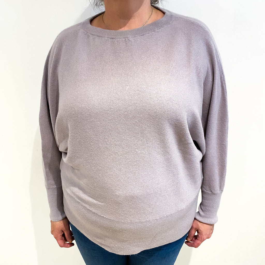 Pale Purple Grey Cashmere Crew Neck Jumper Extra Large