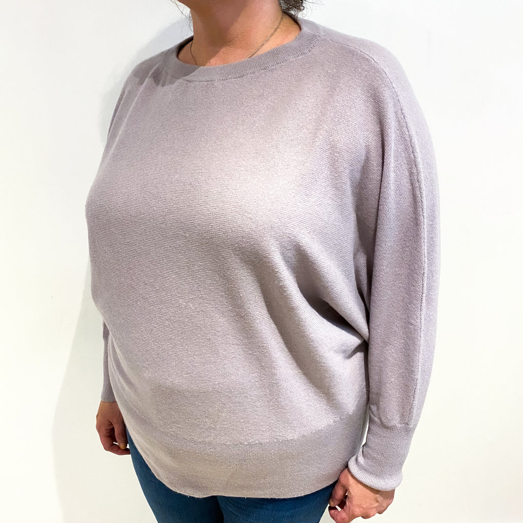 Pale Purple Grey Cashmere Crew Neck Jumper Extra Large