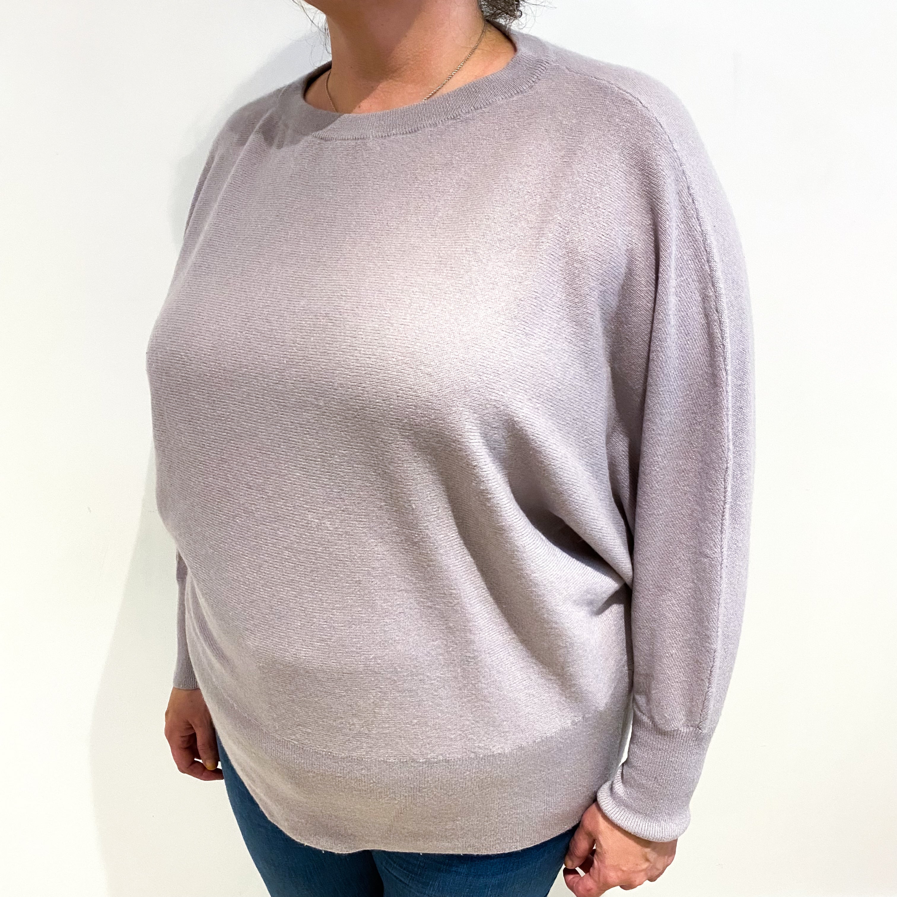Pale Purple Grey Cashmere Crew Neck Jumper Extra Large
