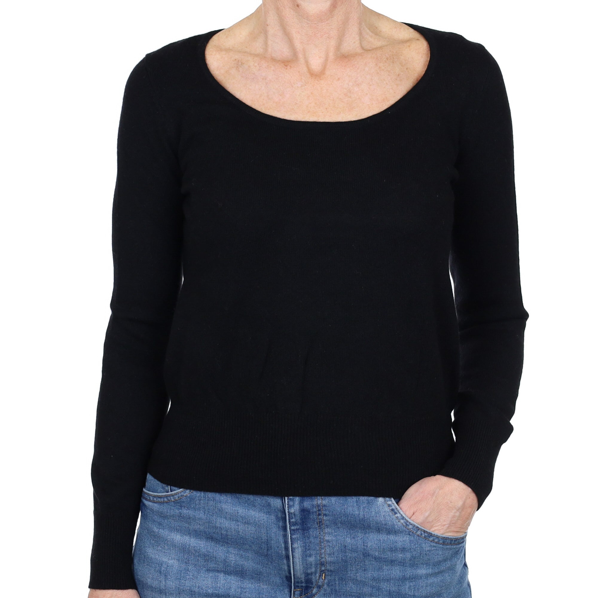 Black Keyhole Back Cashmere Scoop Neck Jumper Small