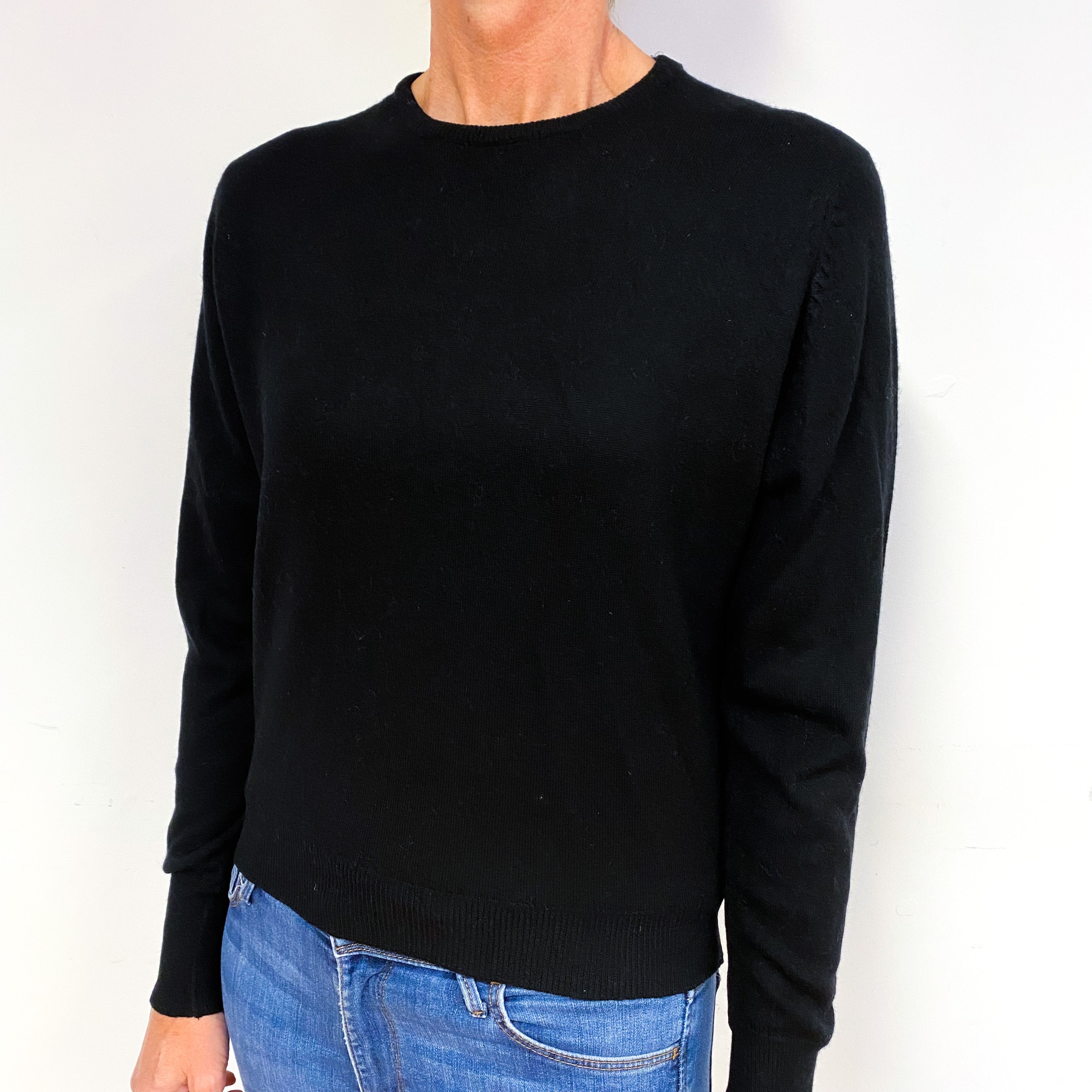 Vintage Black Cashmere Crew Neck Jumper Medium