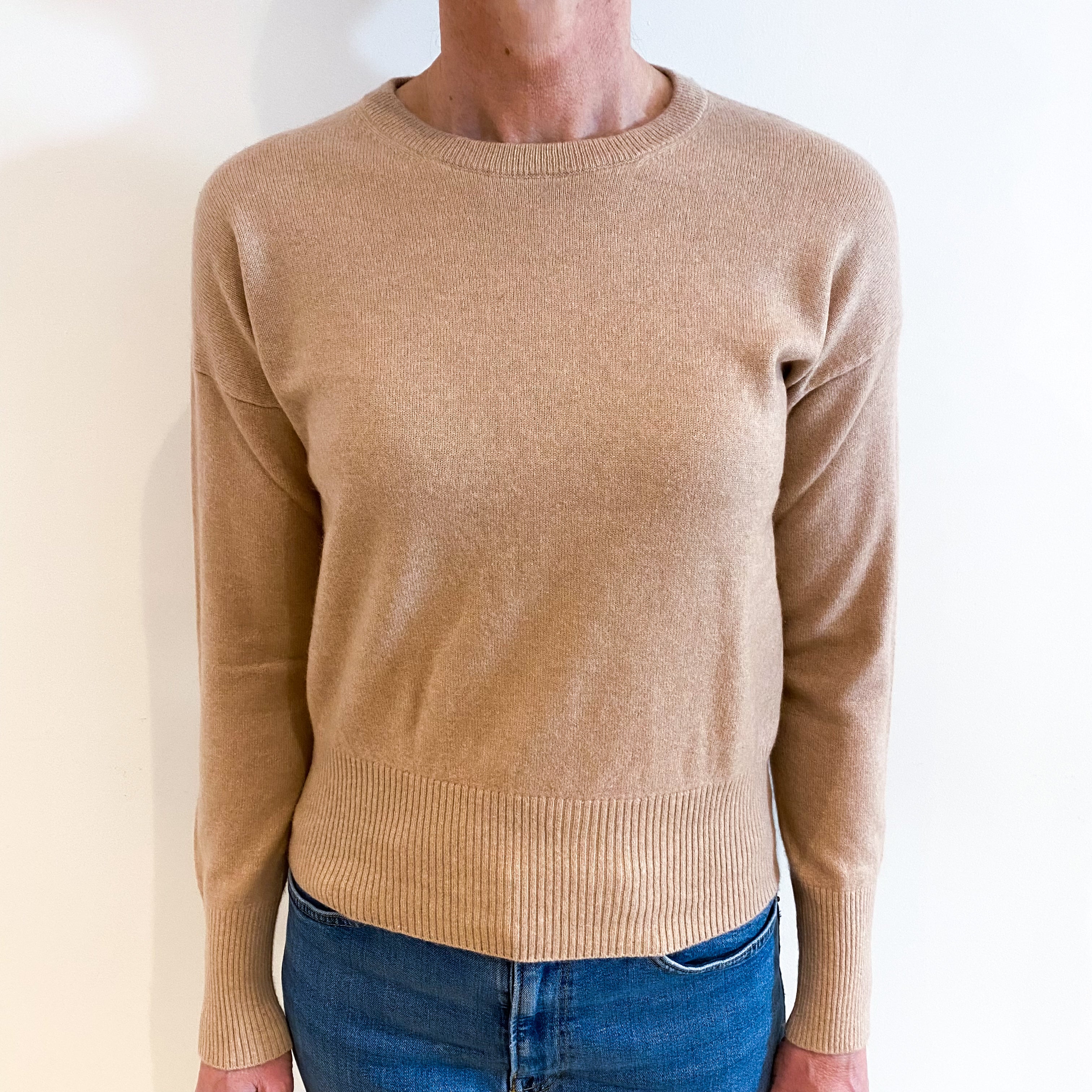Fudge Brown Cashmere Crew Neck Jumper Small