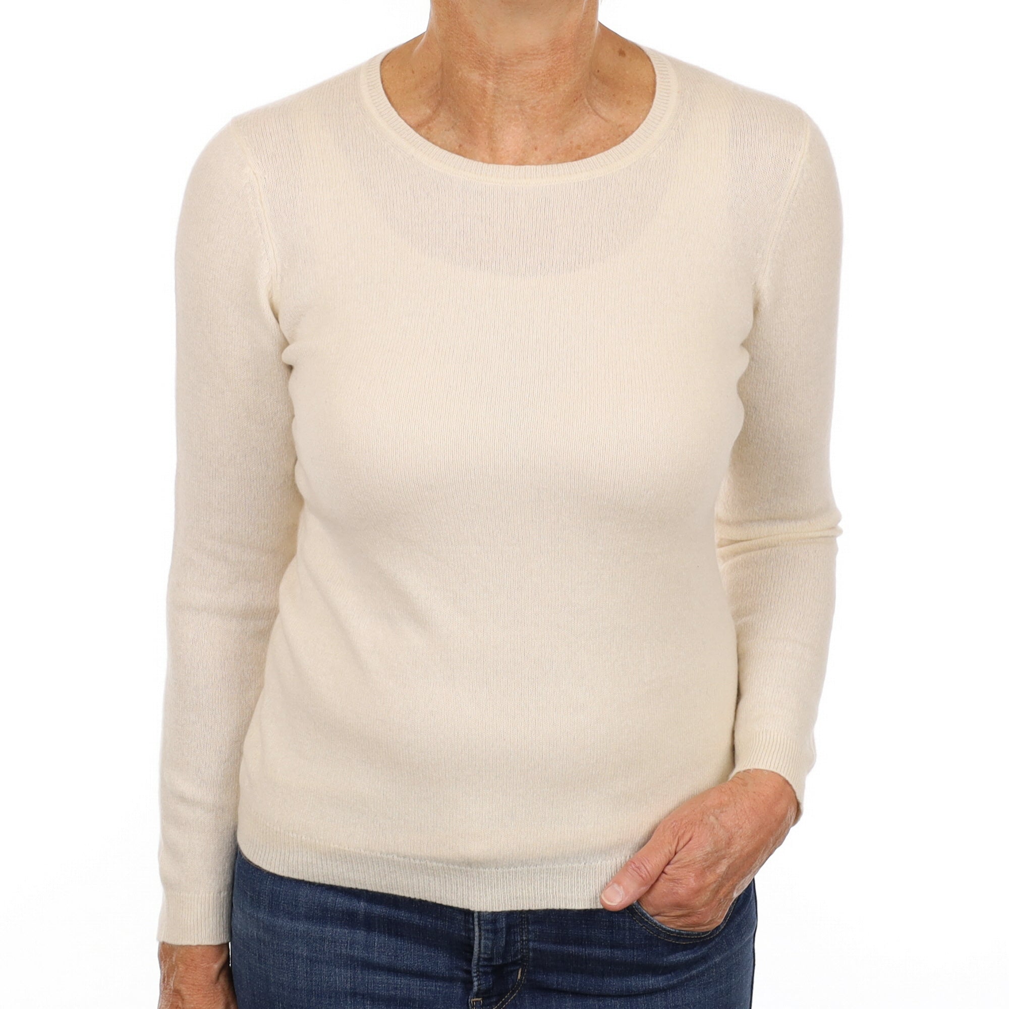 Vanilla Cream Cashmere Crew Neck Jumper Medium