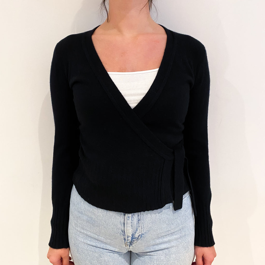 Brora Cashmere V Neck Cross Over Tied Cardigan Small