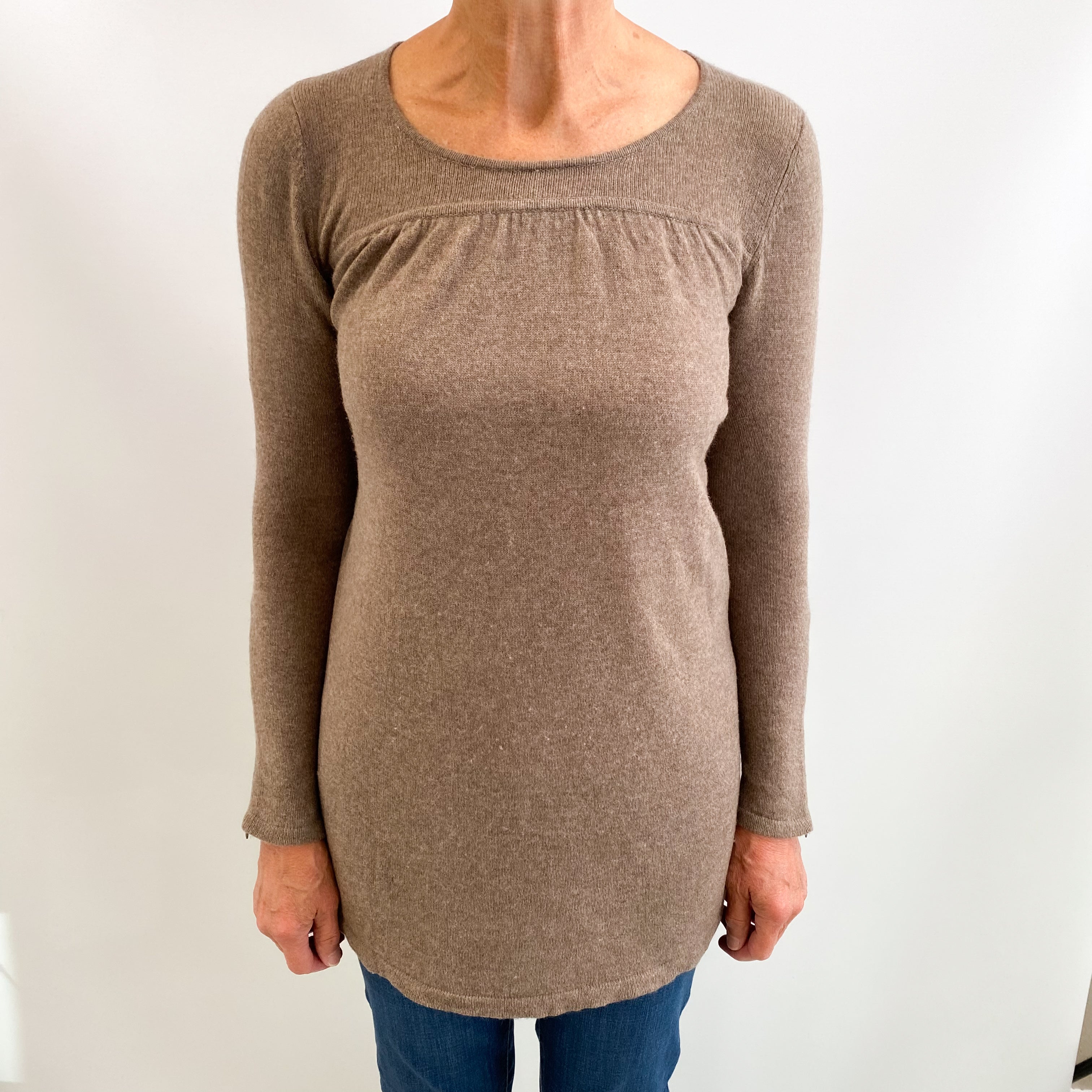 Mocha Brown Cashmere Scoop Neck Jumper Medium