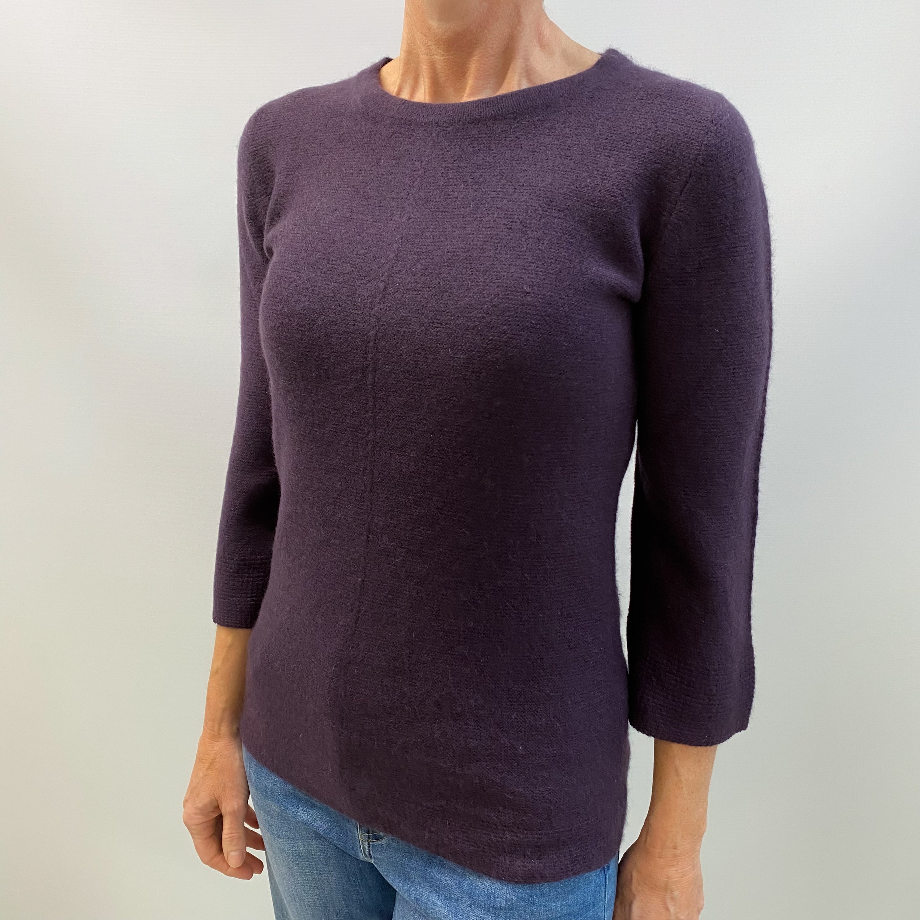 Grape Purple Cashmere Crew Neck Jumper Small