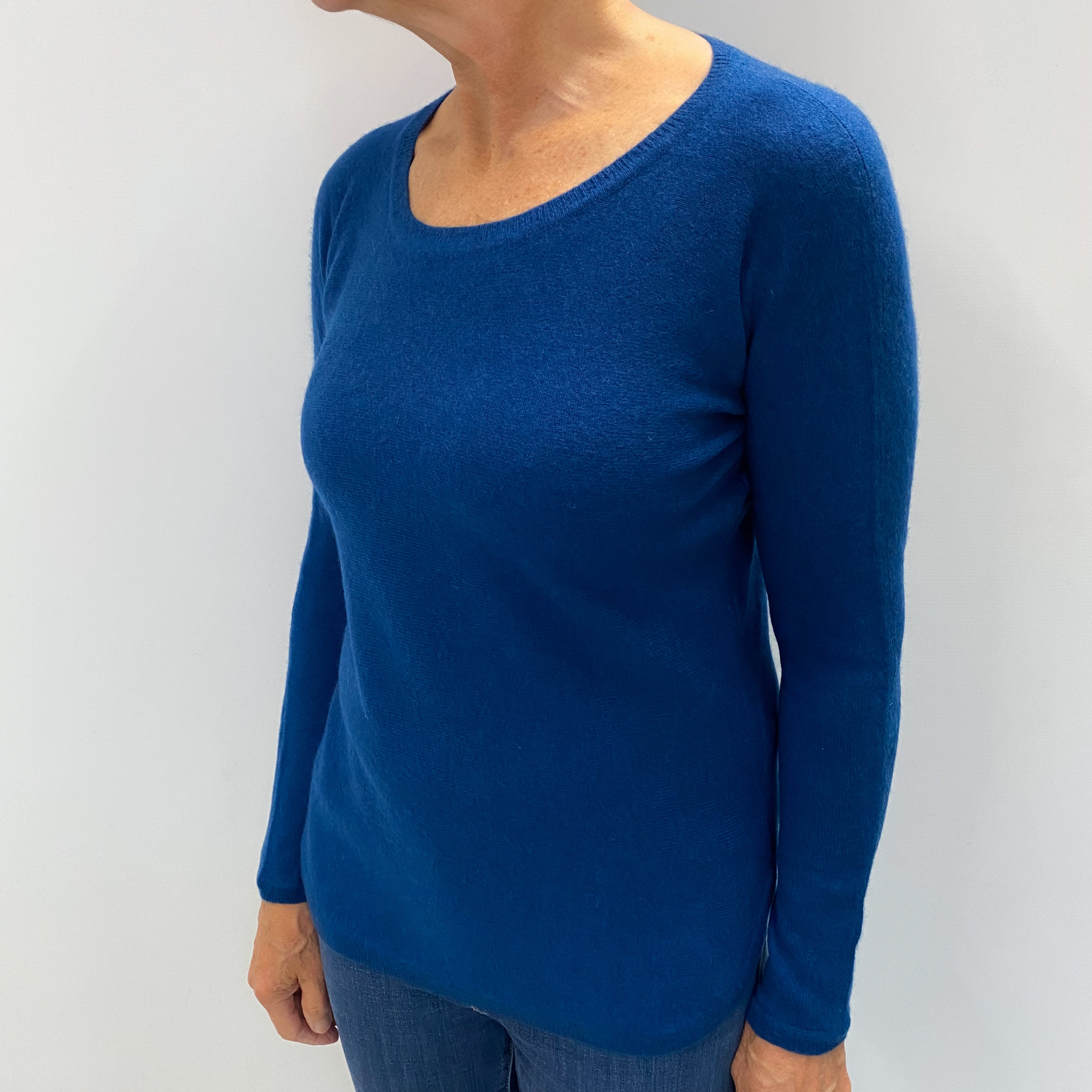 Midnight Blue Cashmere Batwing Crew Neck Jumper Medium