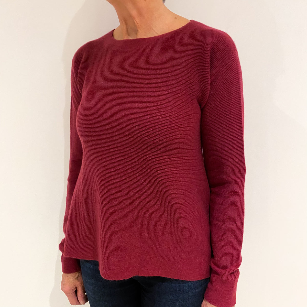 Brick Red Cashmere Boat Neck Jumper Medium