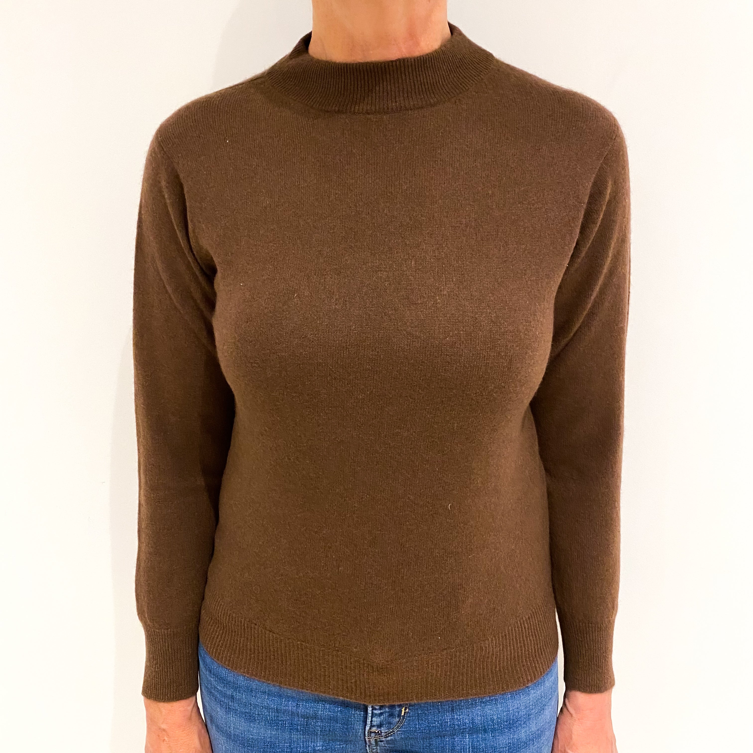 Walnut Brown Cashmere Turtle Neck Jumper Medium