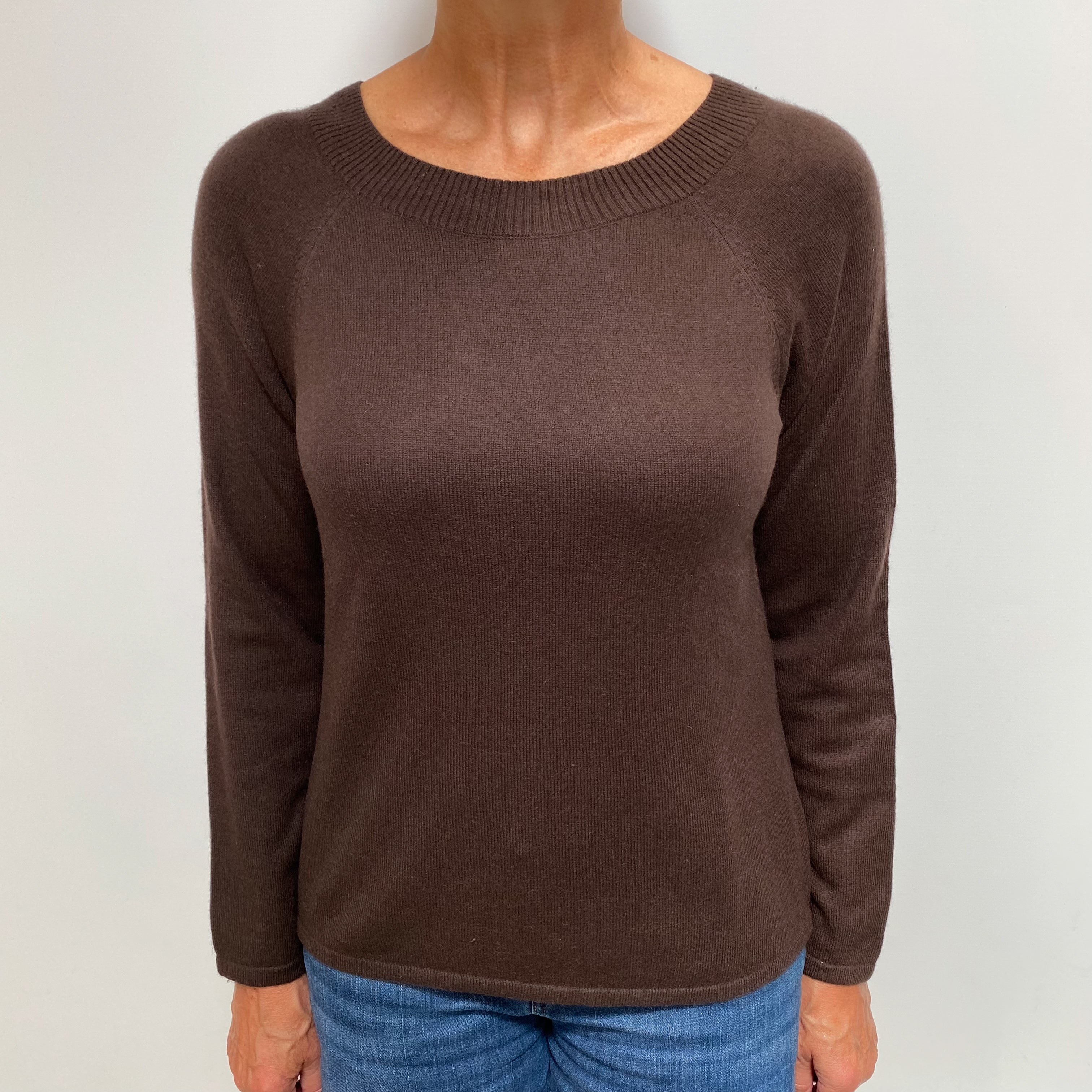 Peppercorn Brown Cashmere Crew Neck Jumper Medium