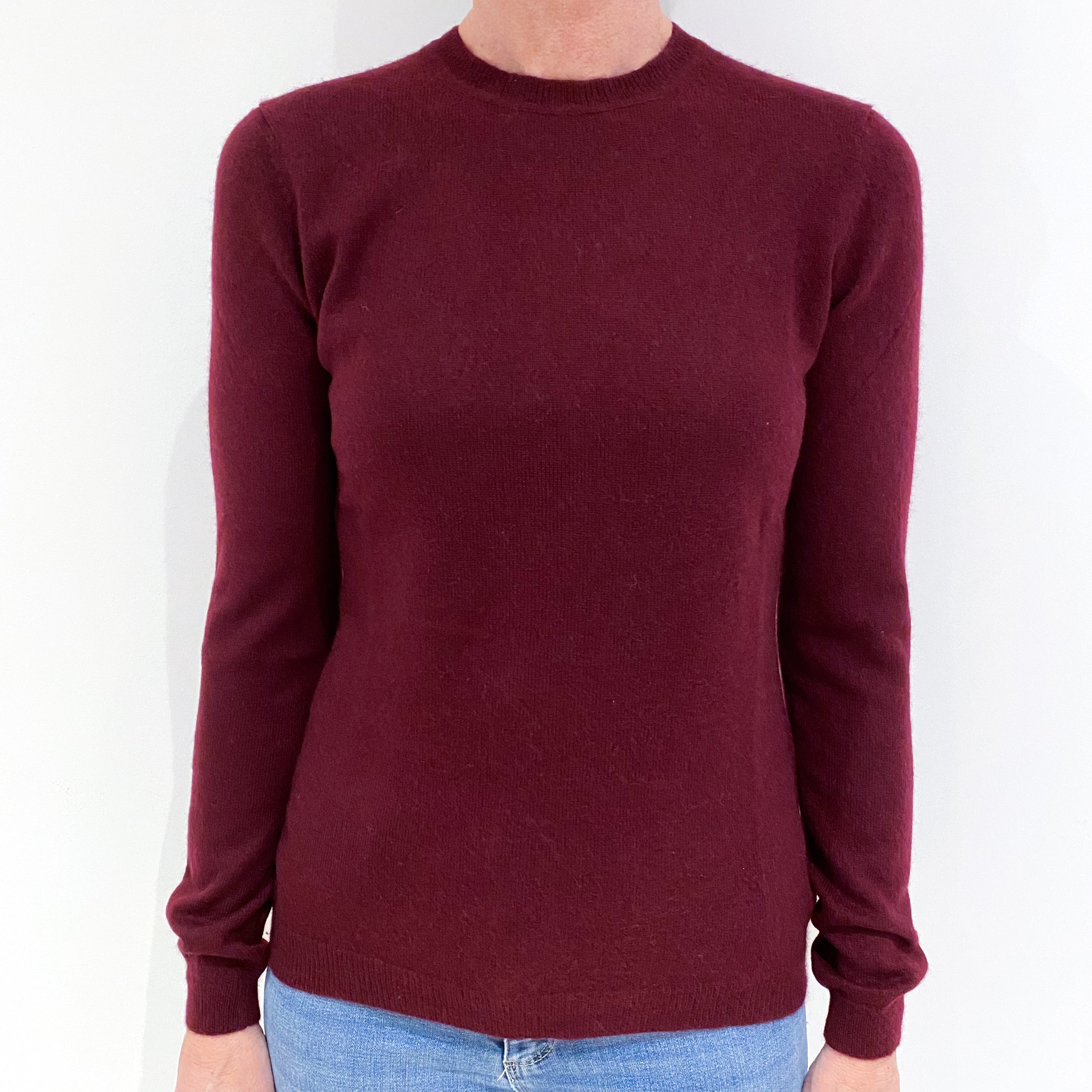 Wine Red Cashmere Crew Neck Jumper Small