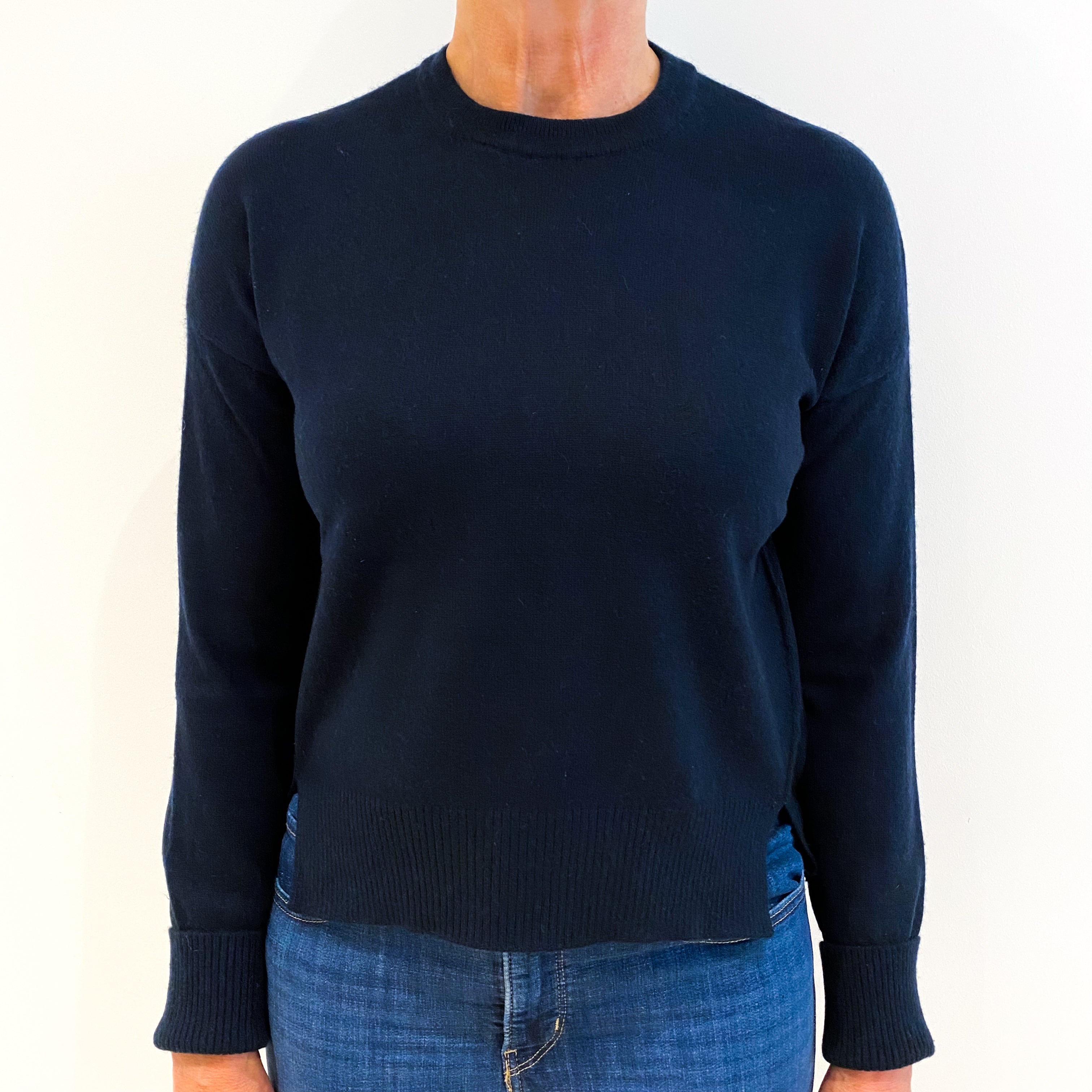 Me + Em Navy Blue Cashmere Crew Neck Jumper Medium