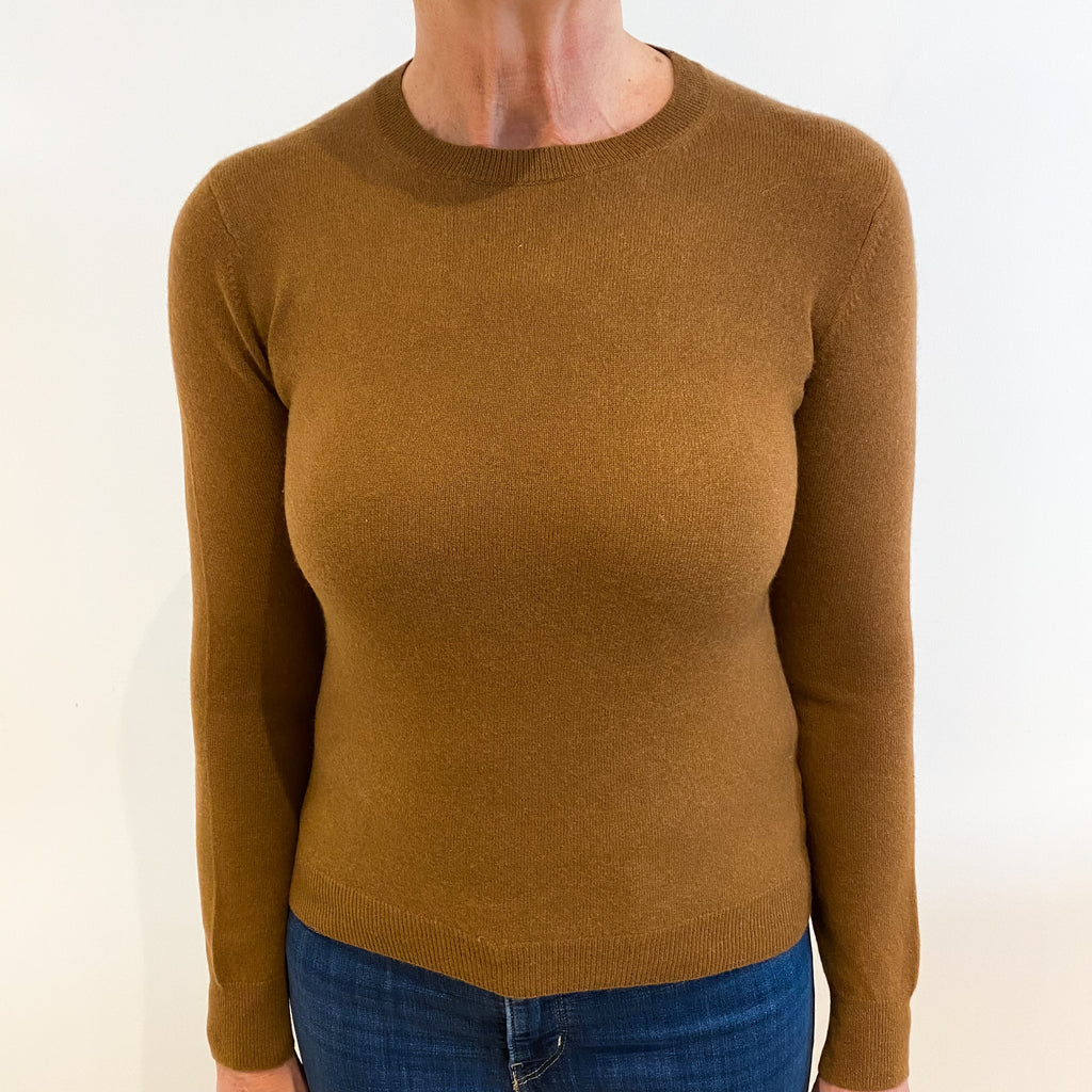 Cinnamon Brown Cashmere Crew Neck Jumper Medium