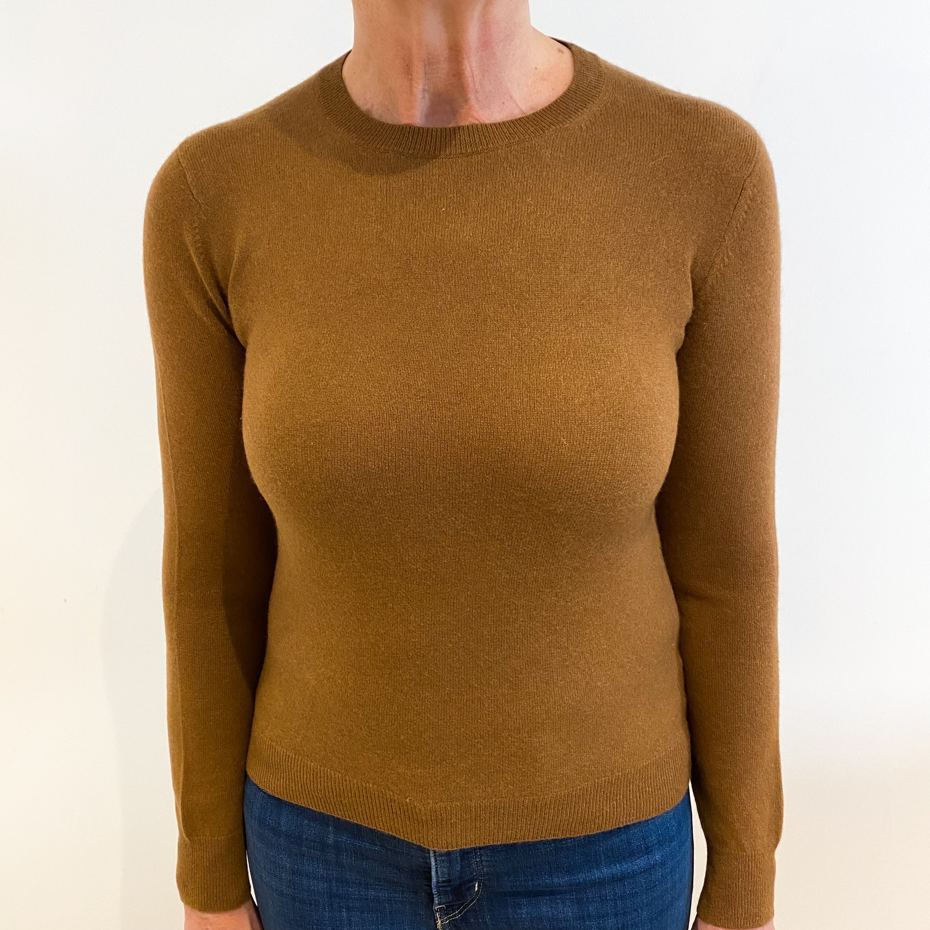 Cinnamon Brown Cashmere Crew Neck Jumper Medium
