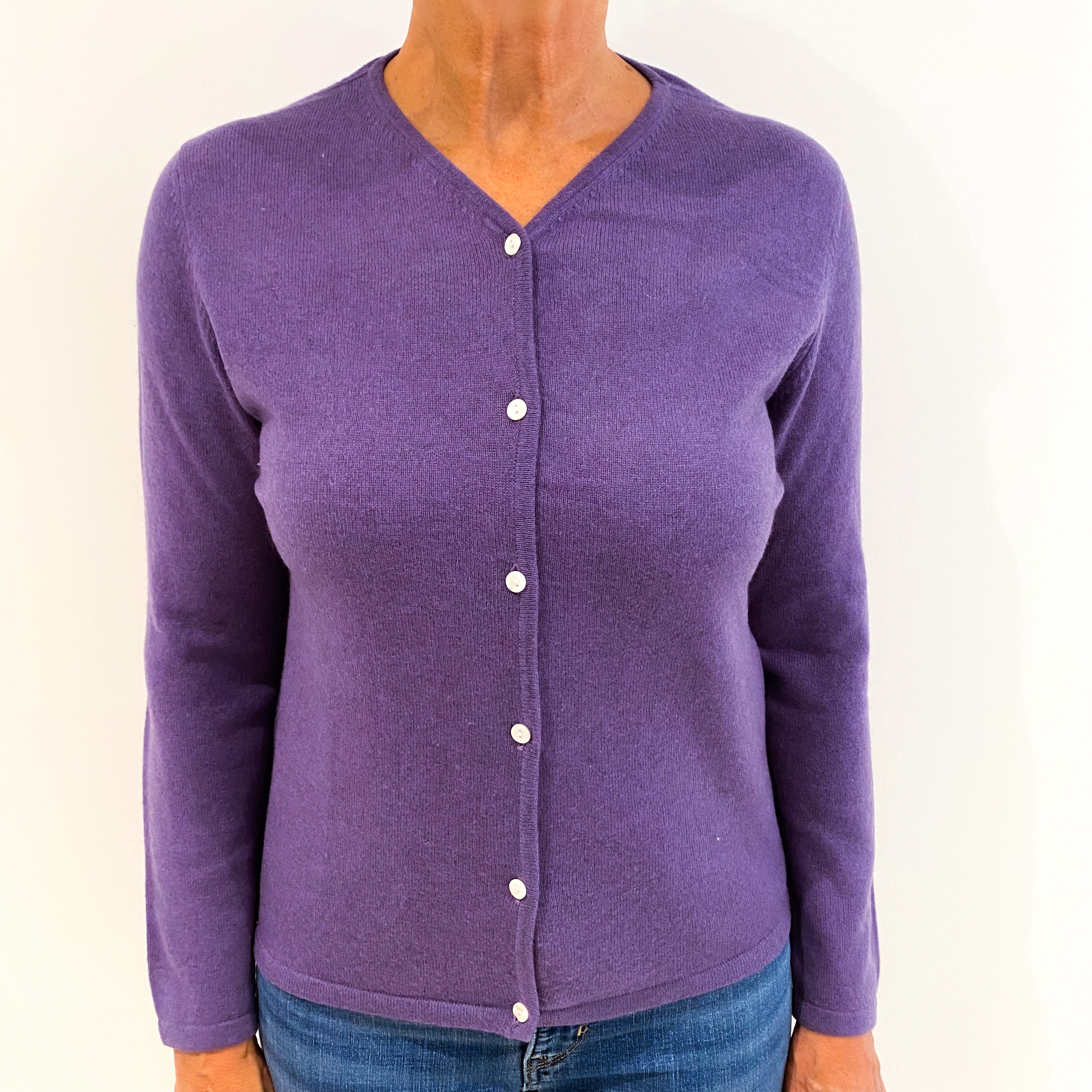 Iris Purple Cashmere V-Neck Cardigan Medium