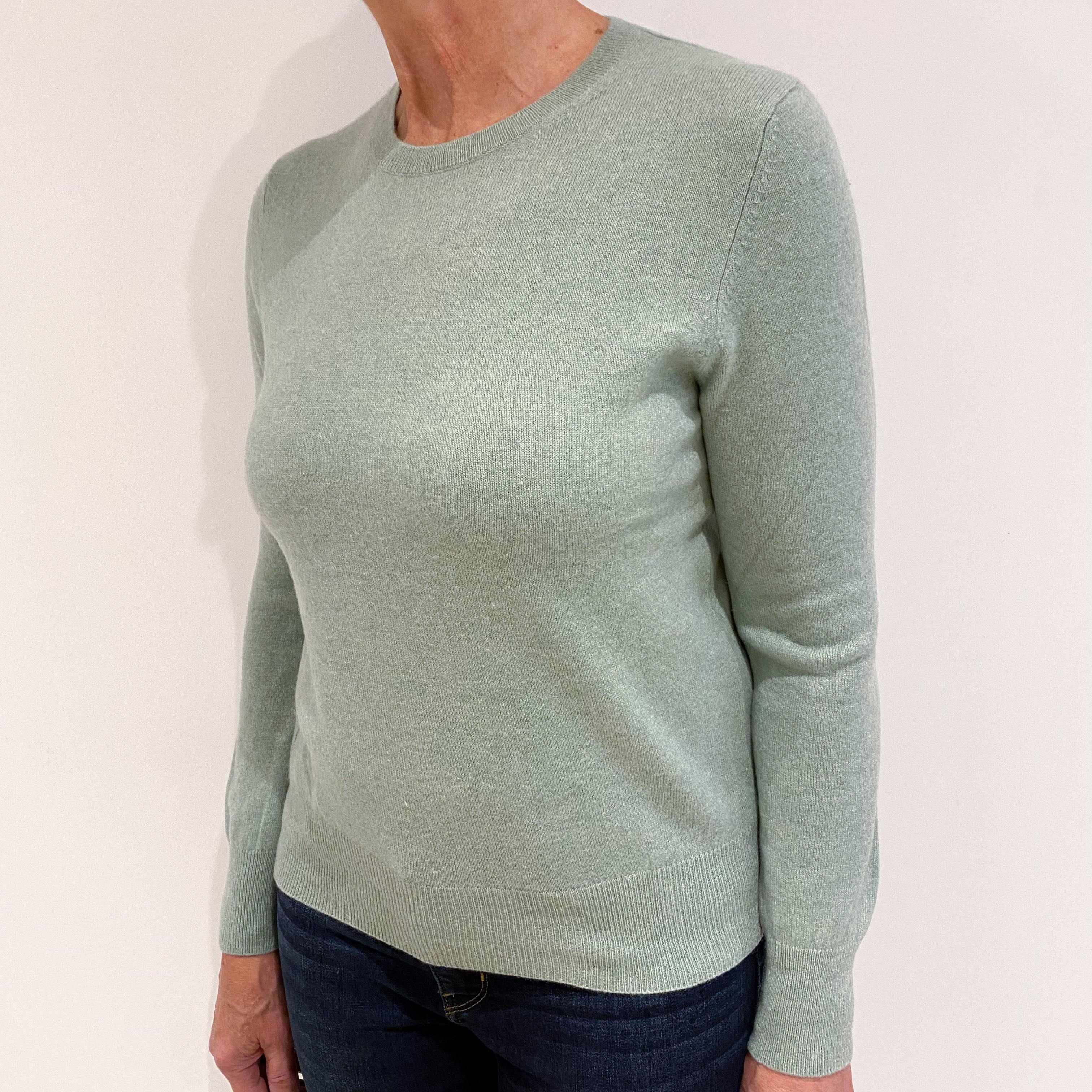 Pickle Green Cashmere Crew Neck Jumper Medium