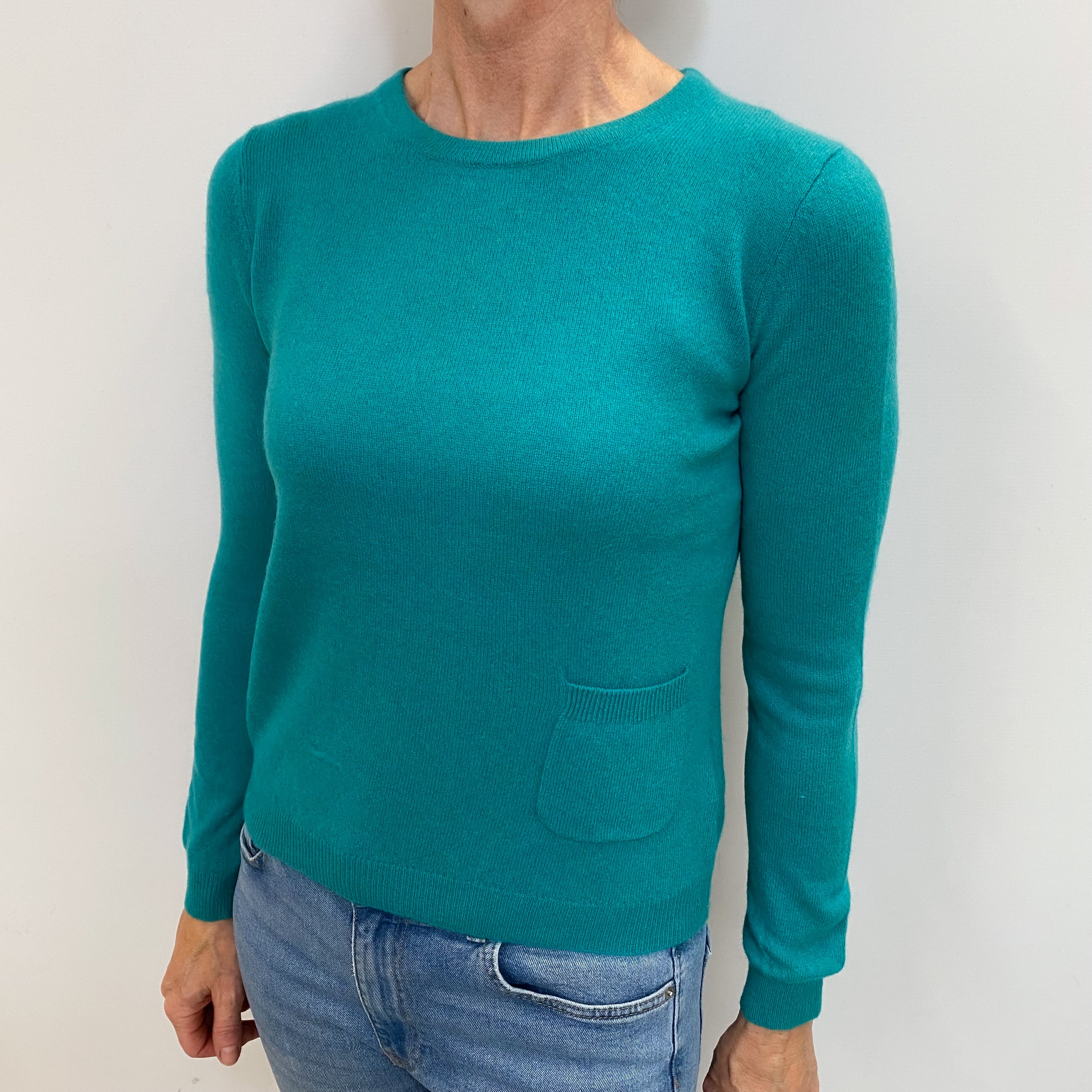 Turquoise Blue Cashmere Crew Neck Jumper Small