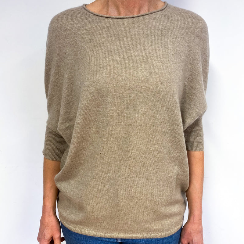 Biscuit Brown Cashmere Crew Neck Jumper Medium