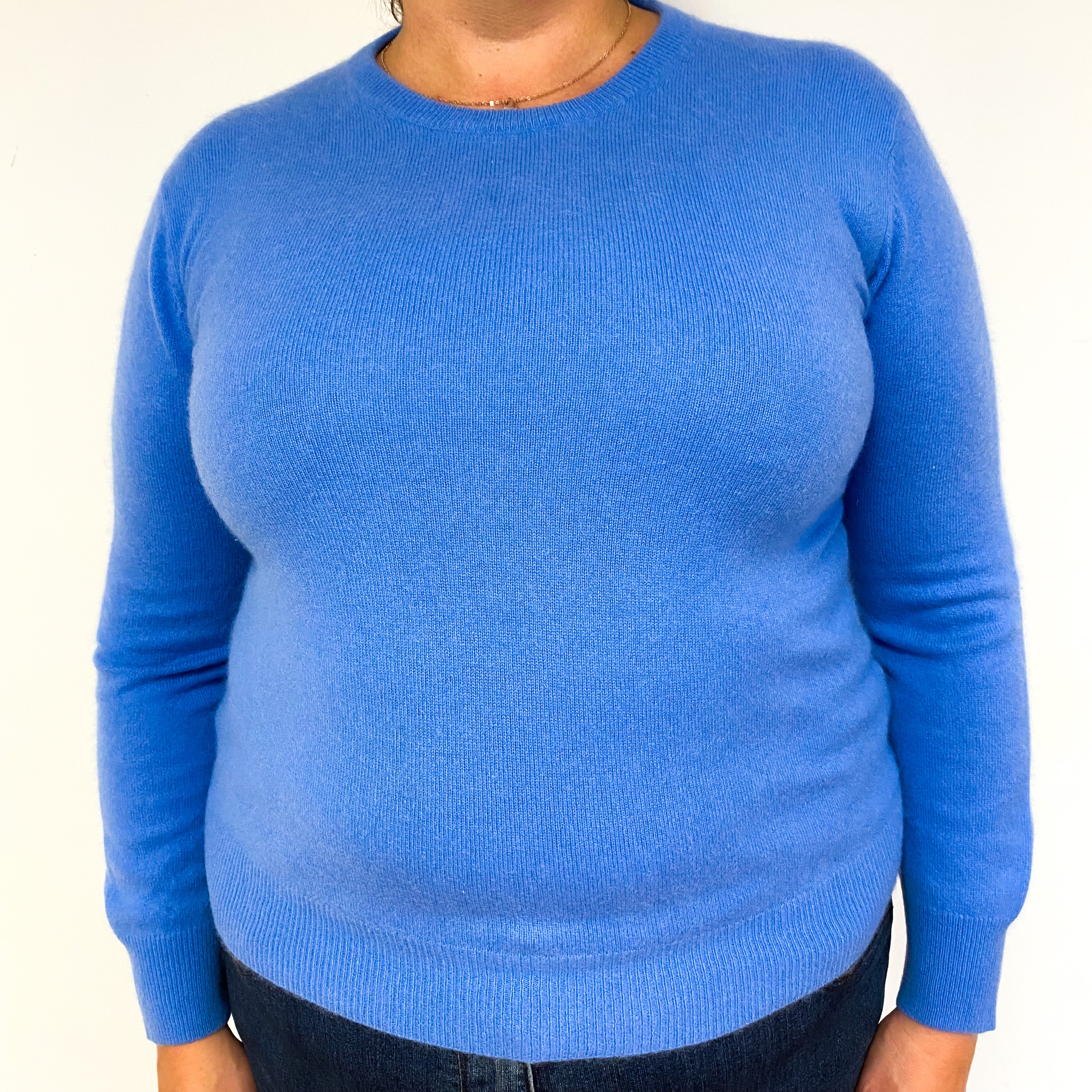 Cornflower Blue Cashmere Crew Neck Jumper Extra Large