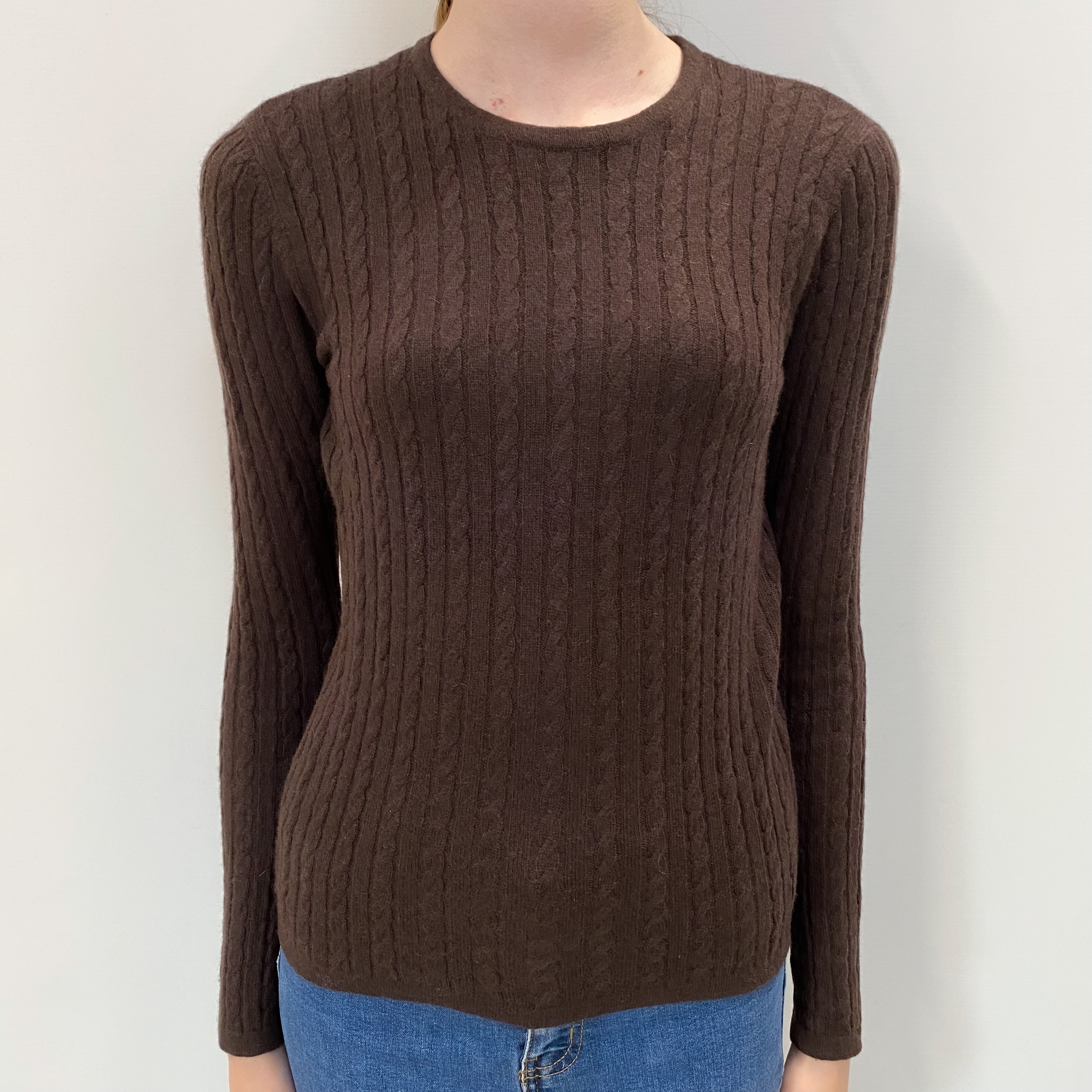 Chocolate Brown Cashmere Crew Neck Jumper Extra Small