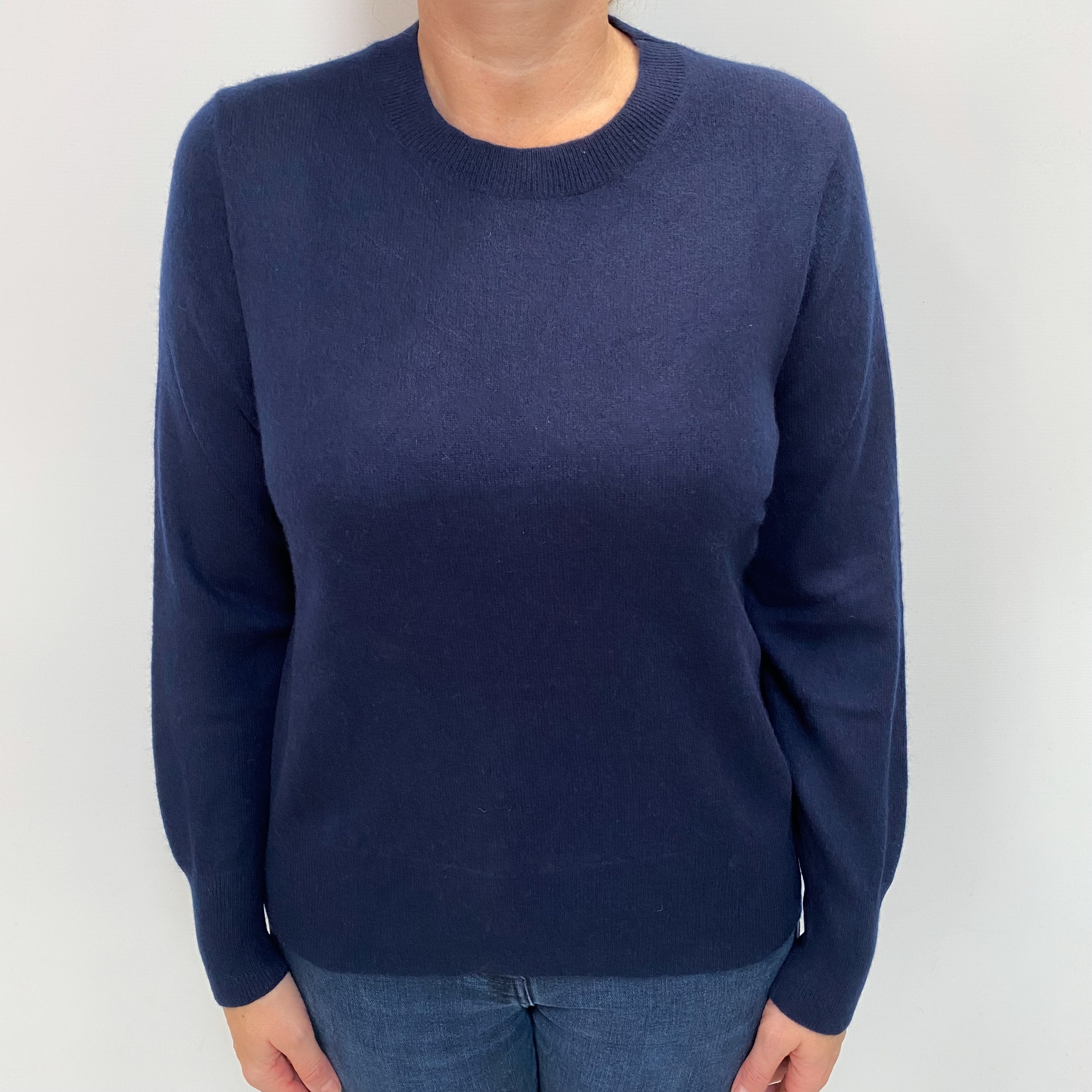Navy Blue Cashmere Crew Neck Jumper Large