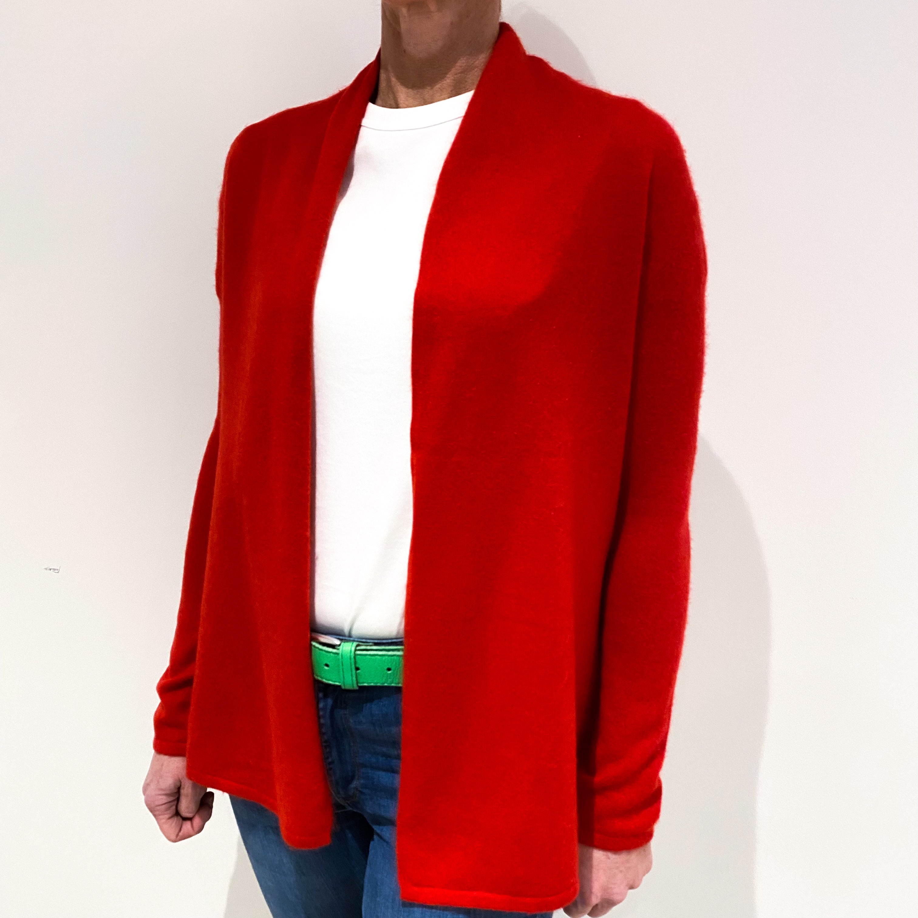 Post Box Red Cashmere Edge To Edge Cardigan Small
