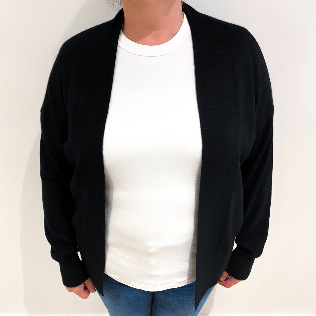 Black Cashmere Edge to Edge Cardigan Extra Large