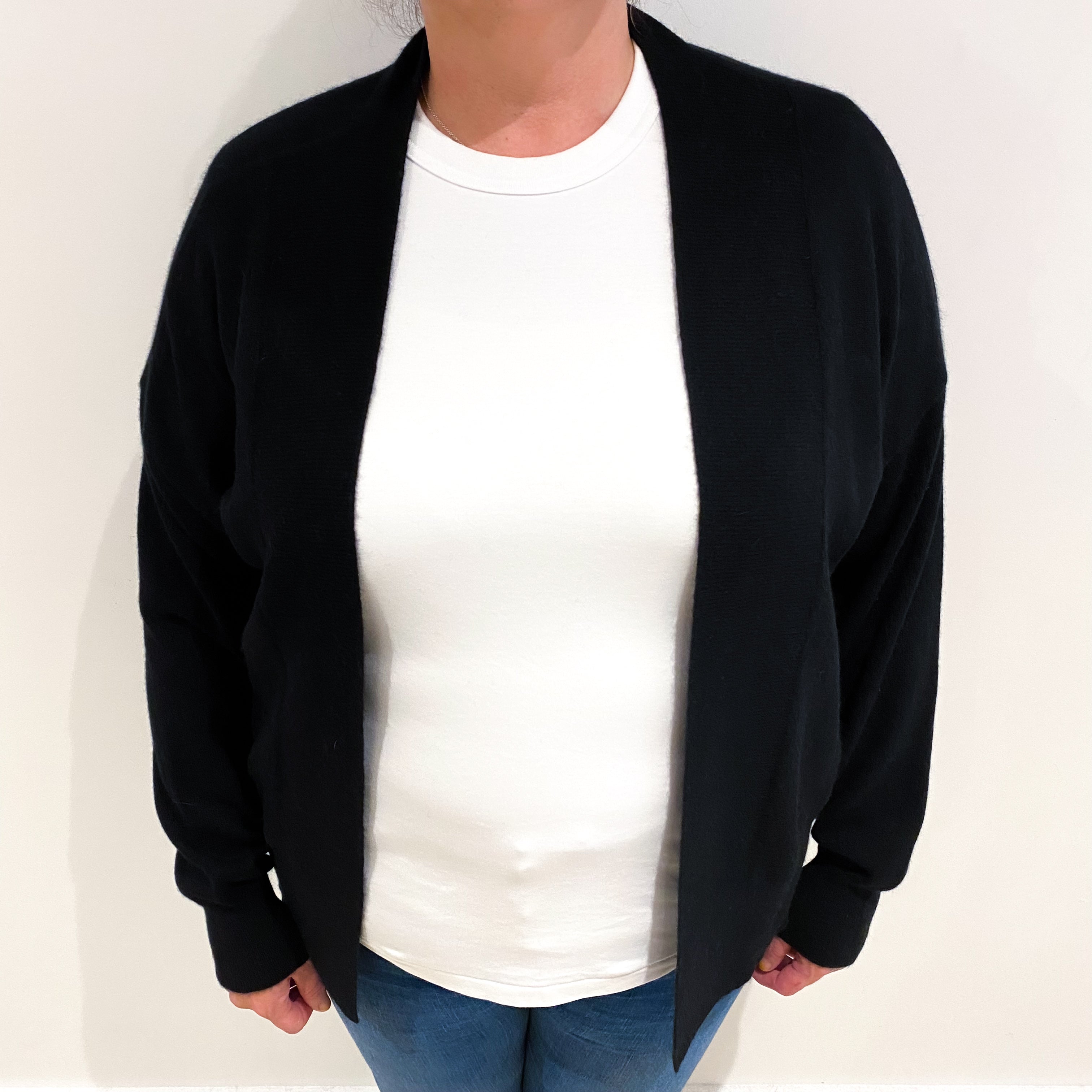 Black Cashmere Edge to Edge Cardigan Extra Large