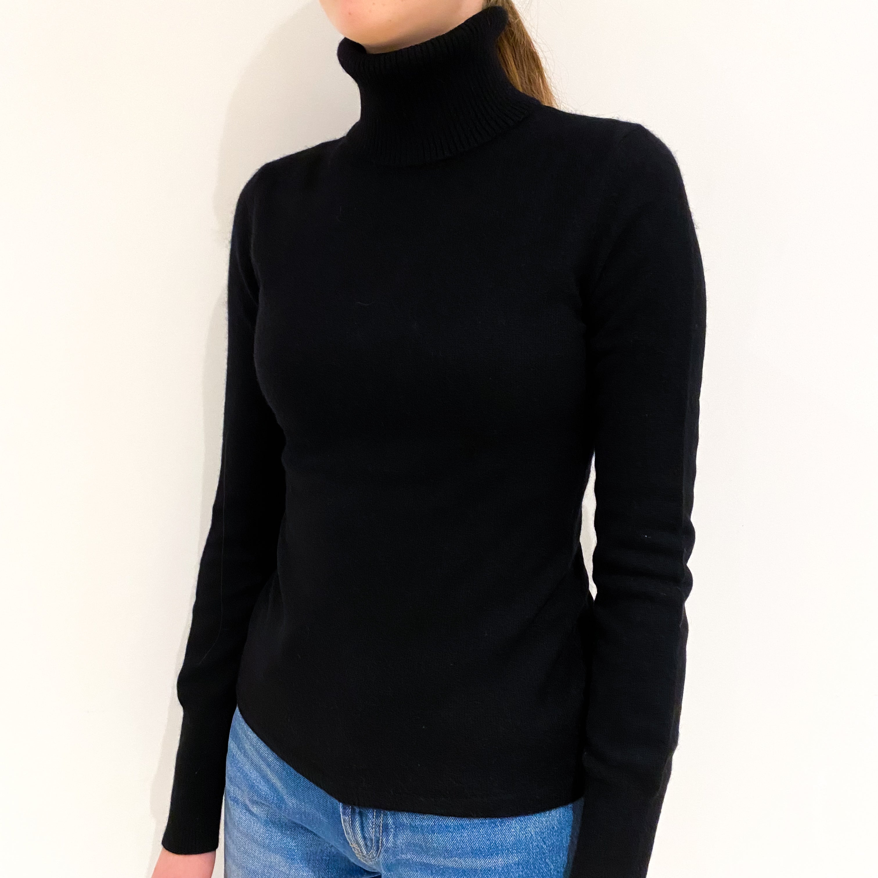 Black Cashmere Polo Neck Jumper Extra Small