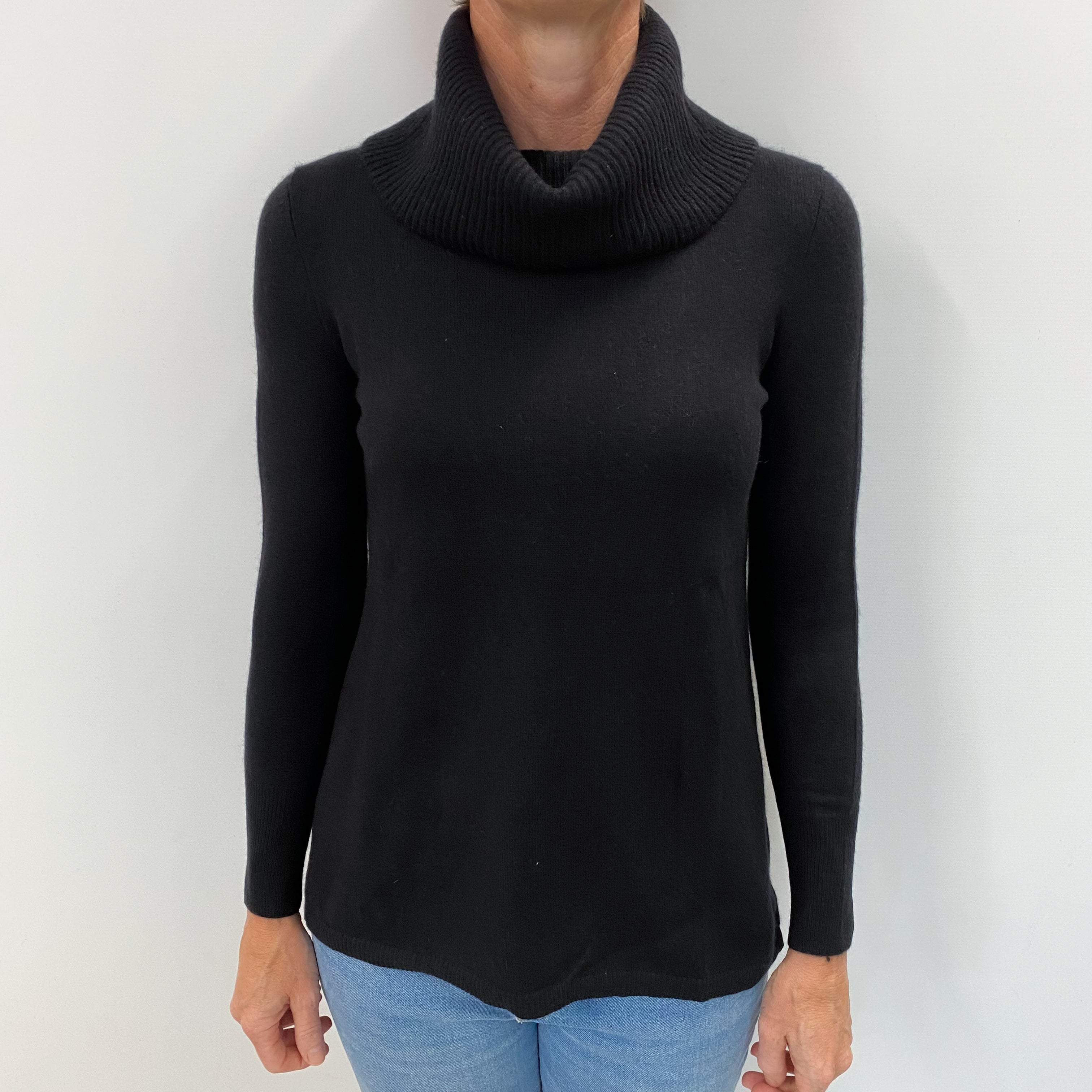 Black Cashmere Cowl Neck Jumper Small