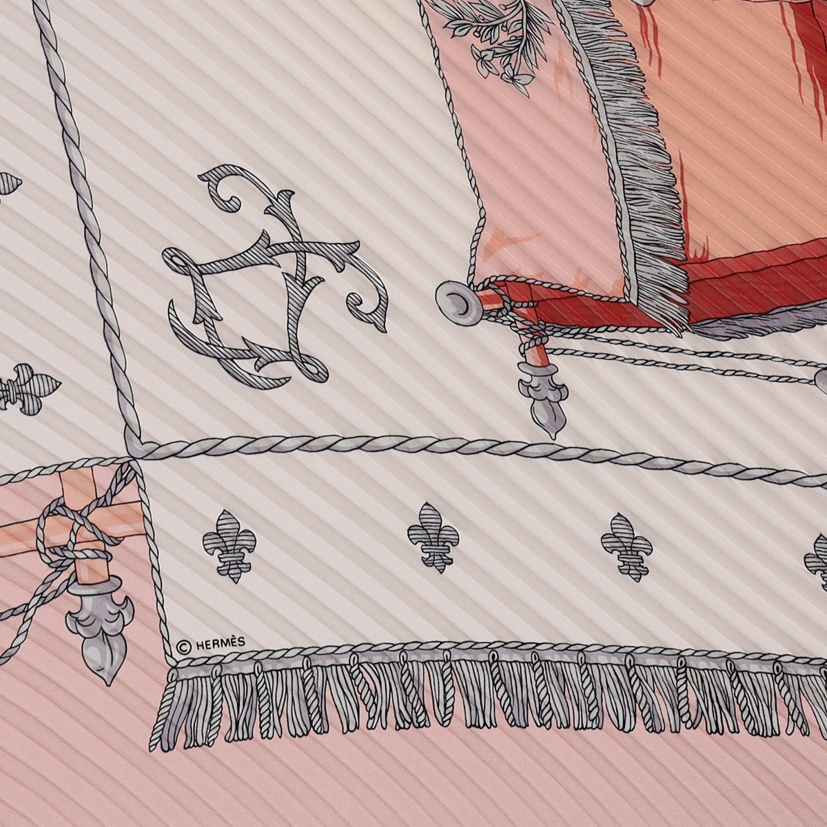 Pristine Boxed Hermès Vue Du Carrosse De La Galère La Réale Silk Plisse Scarf