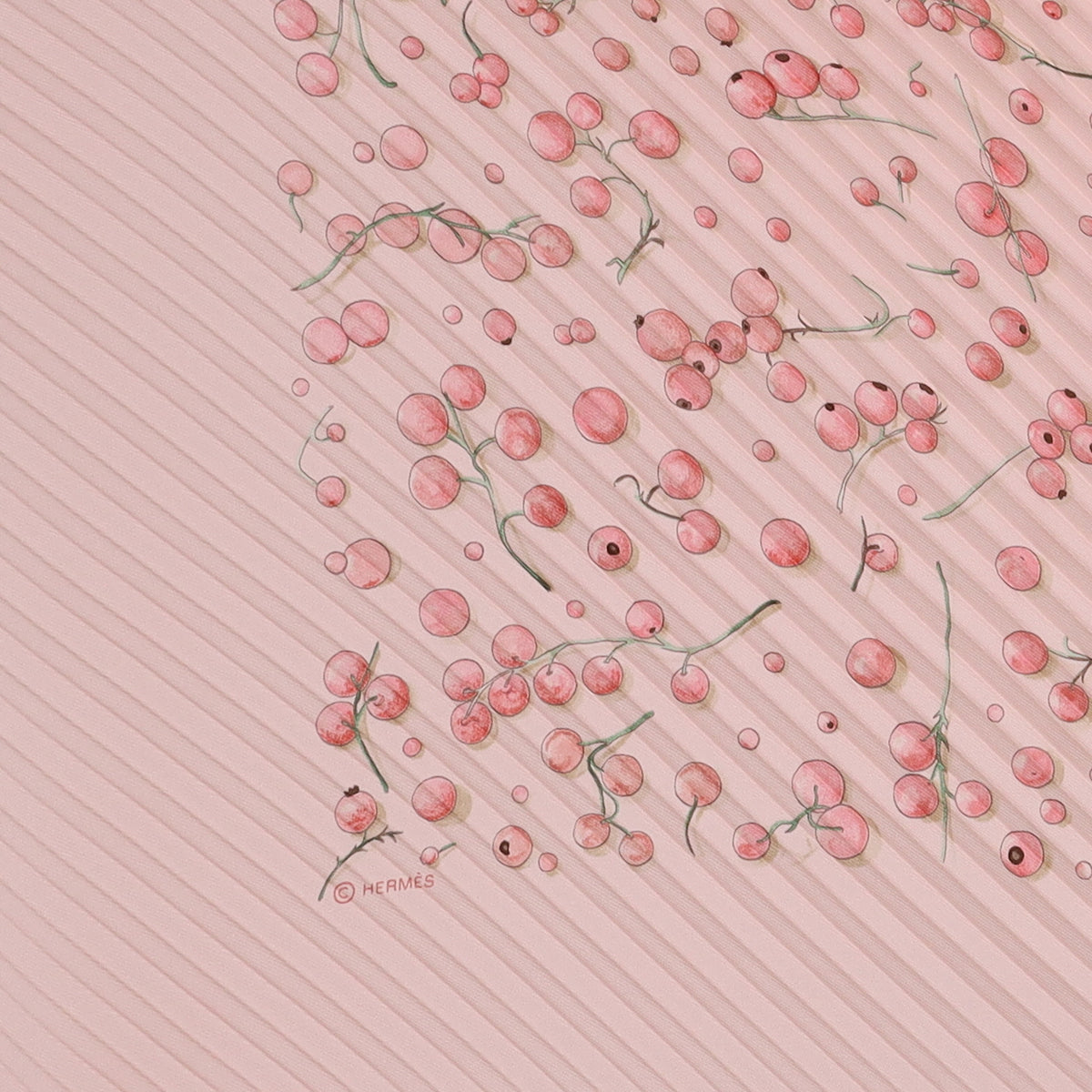 Brand New Boxed Hermès Red Berries Silk Plisse Scarf Quite Rare