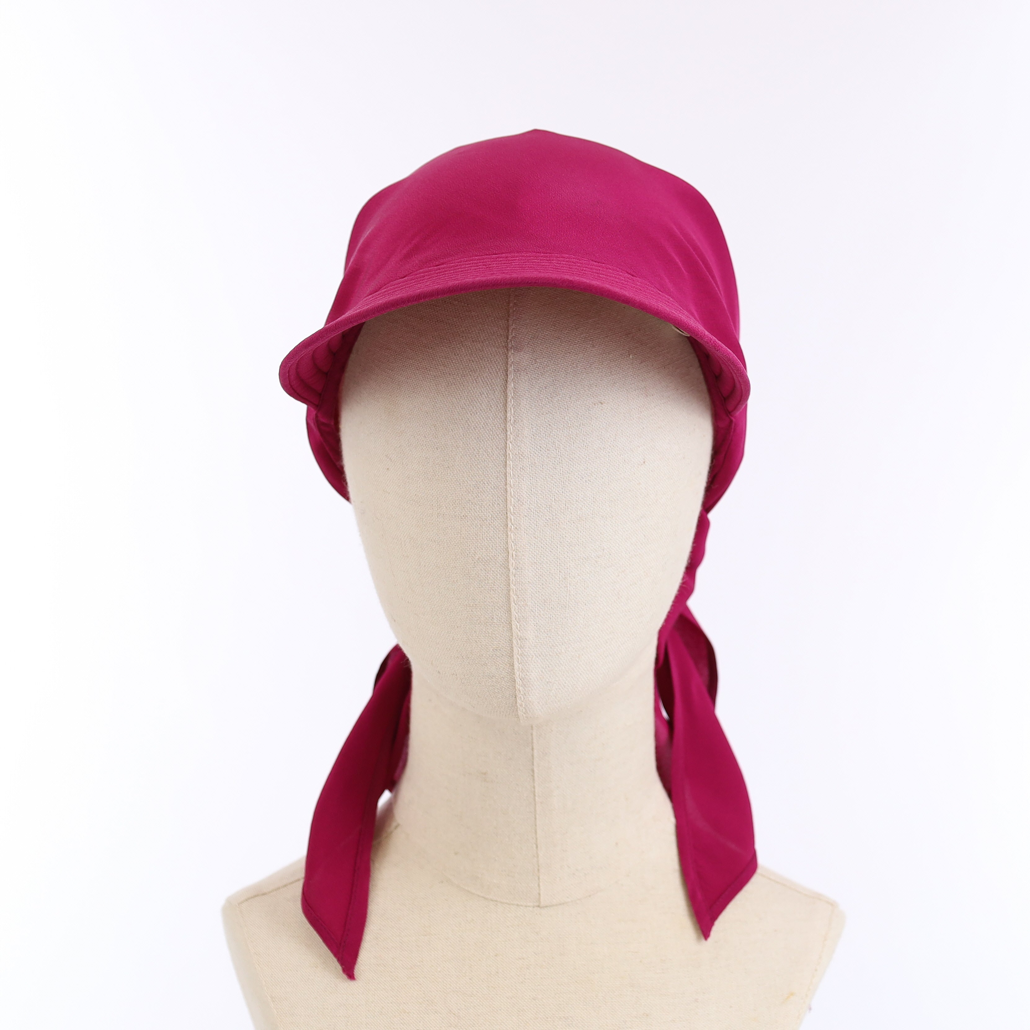 Boxed Hermès Fuchsia Silk Cap