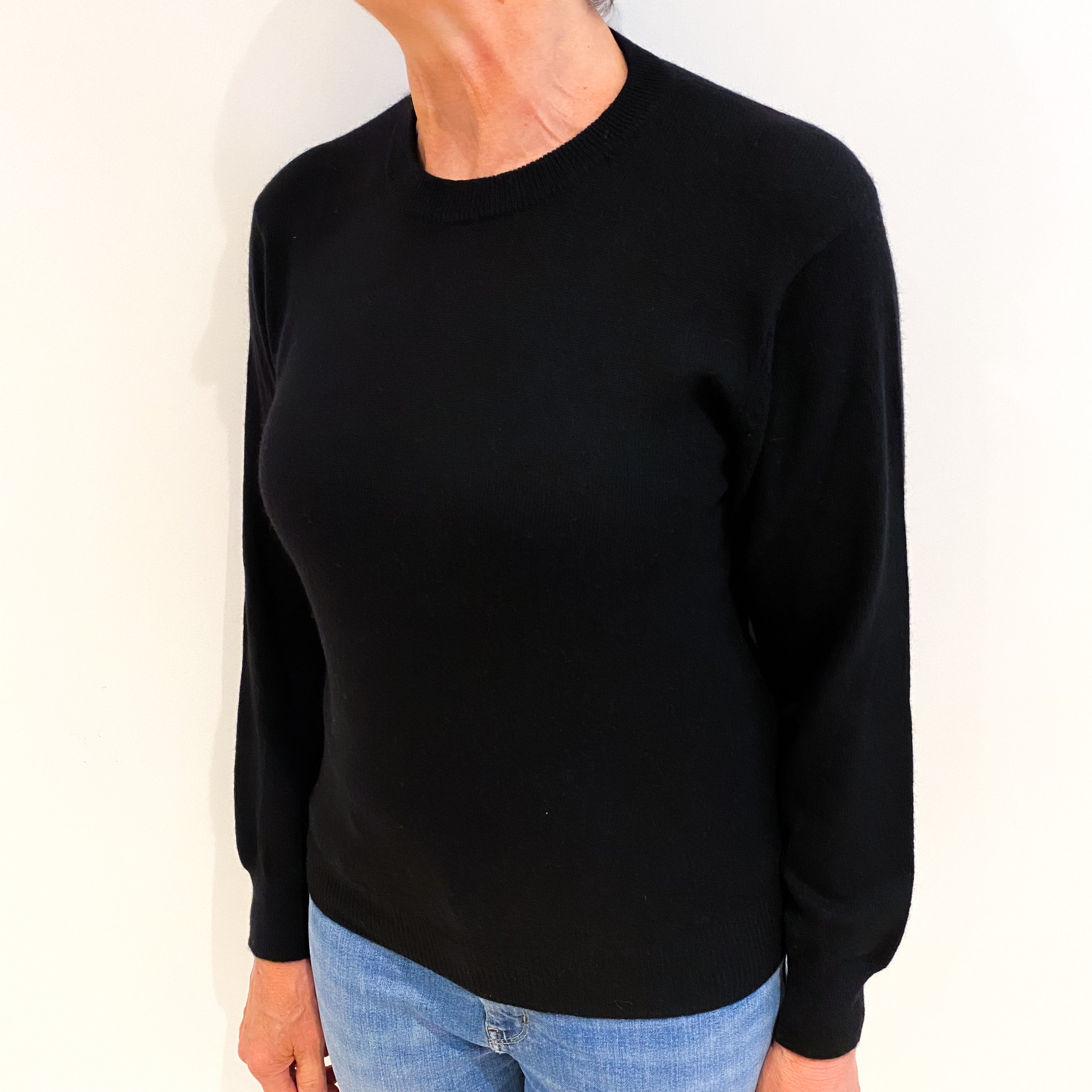 Black Cashmere Crew Neck Jumper Medium