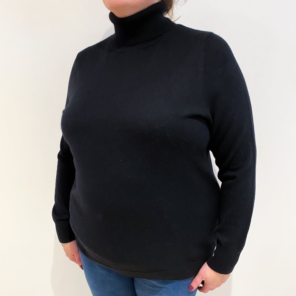 Black Cashmere Polo Neck Jumper Extra Extra Large