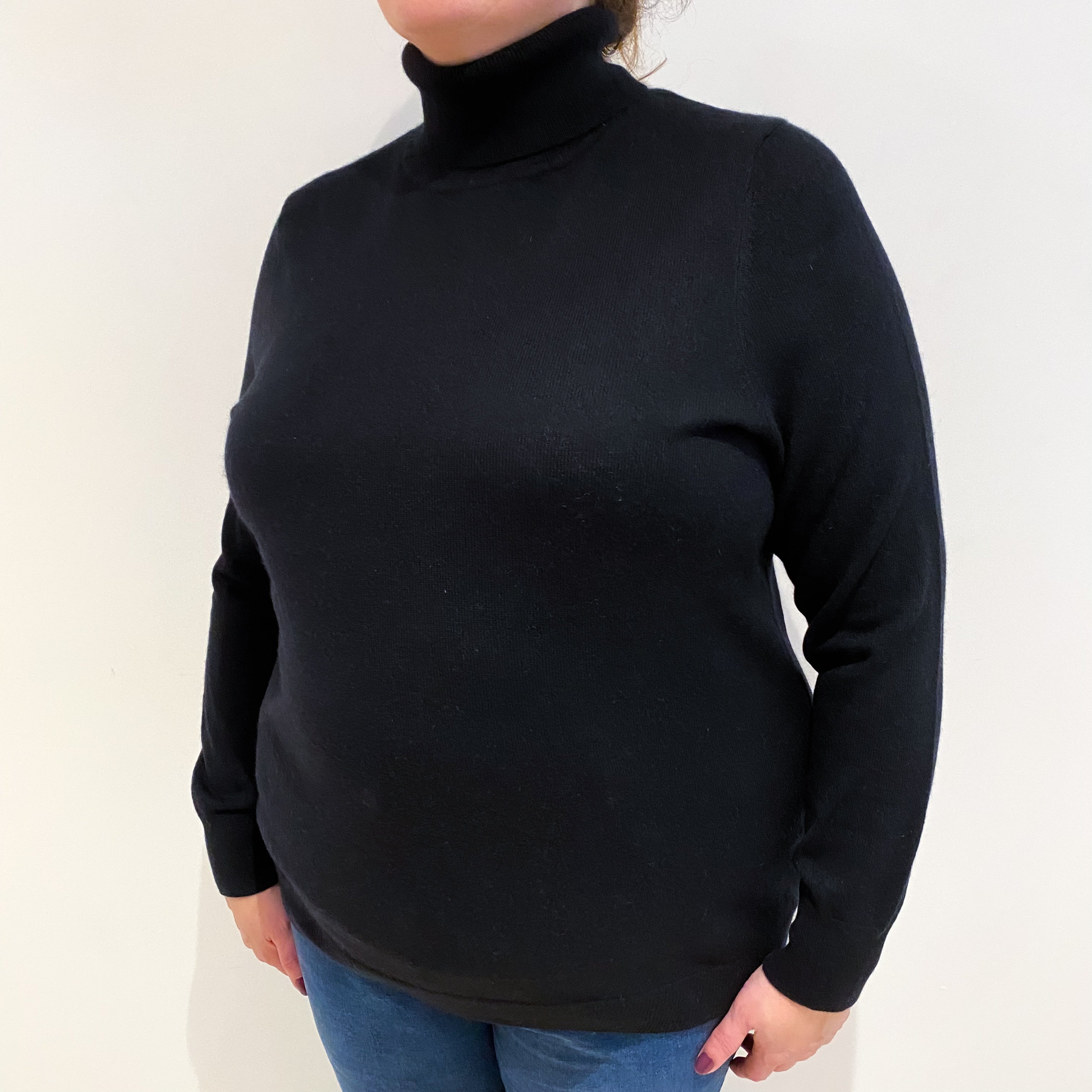 Black Cashmere Polo Neck Jumper Extra Extra Large