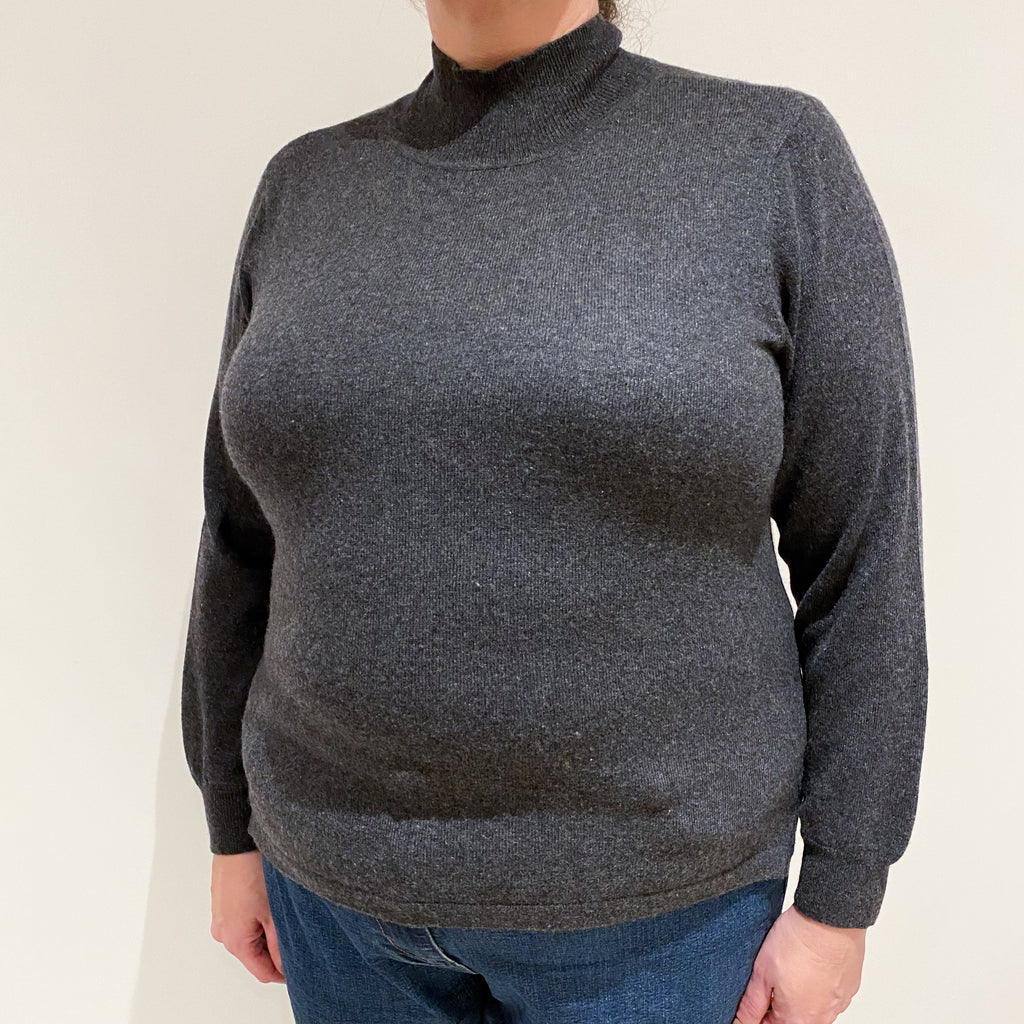 Charcoal Grey Cashmere Turtle Neck Jumper Extra Large
