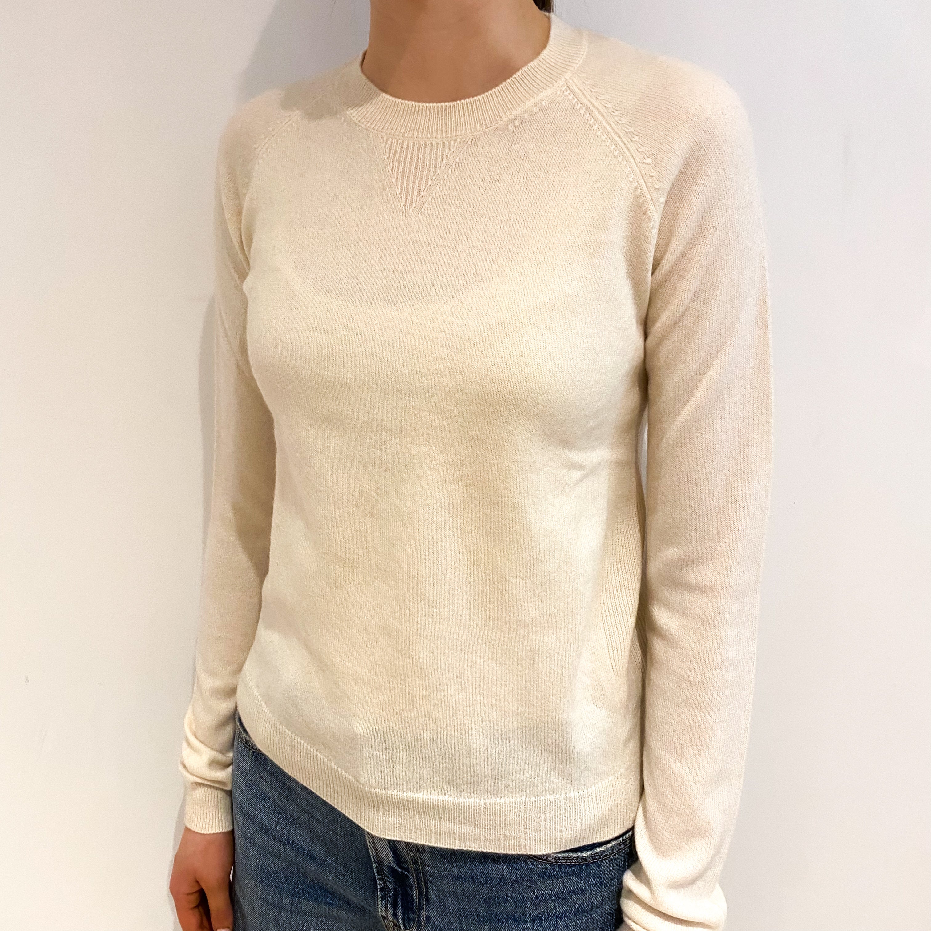 Ivory Cream Cashmere Crew Neck Jumper Extra Small