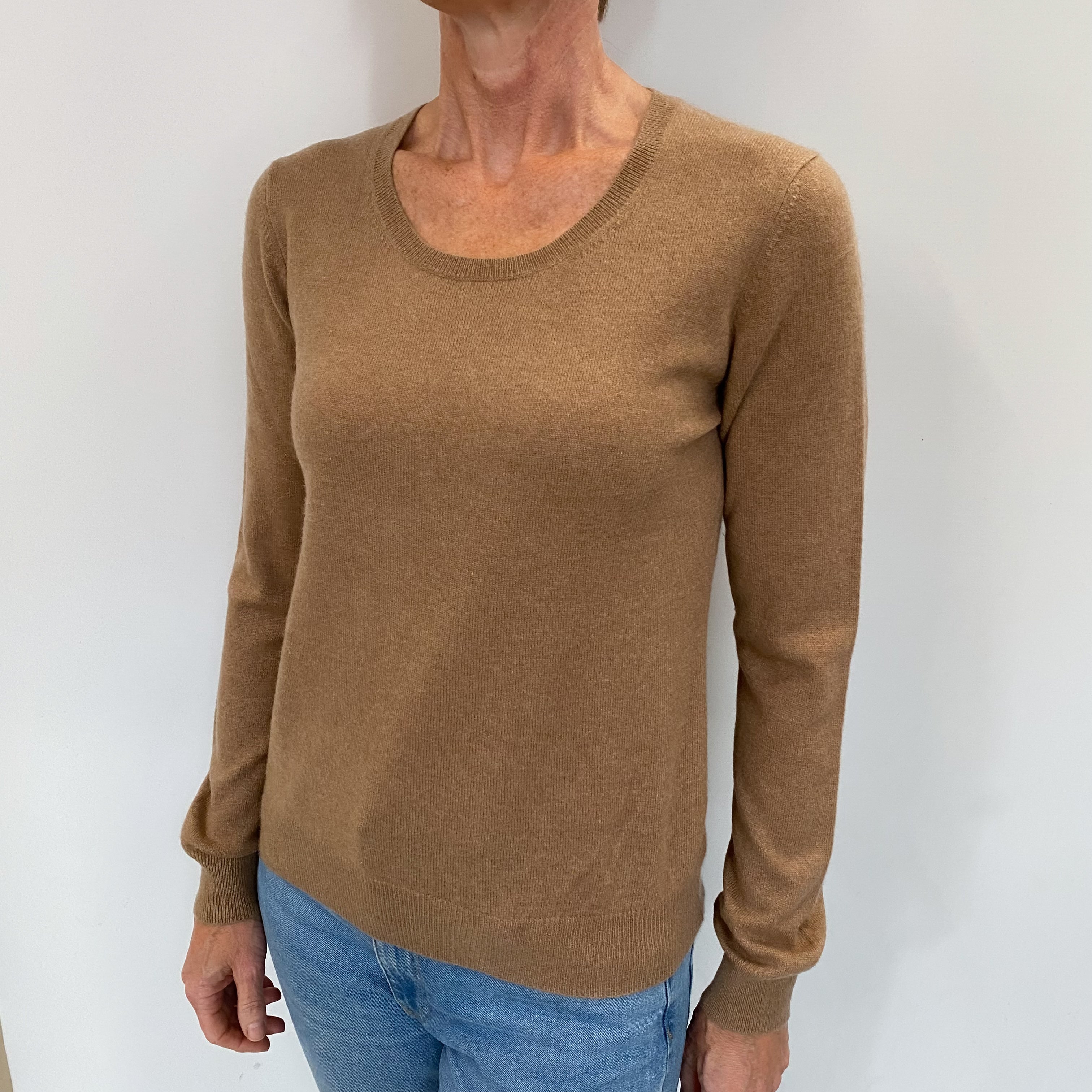 Butterscotch Brown Cashmere Crew Neck Jumper Small