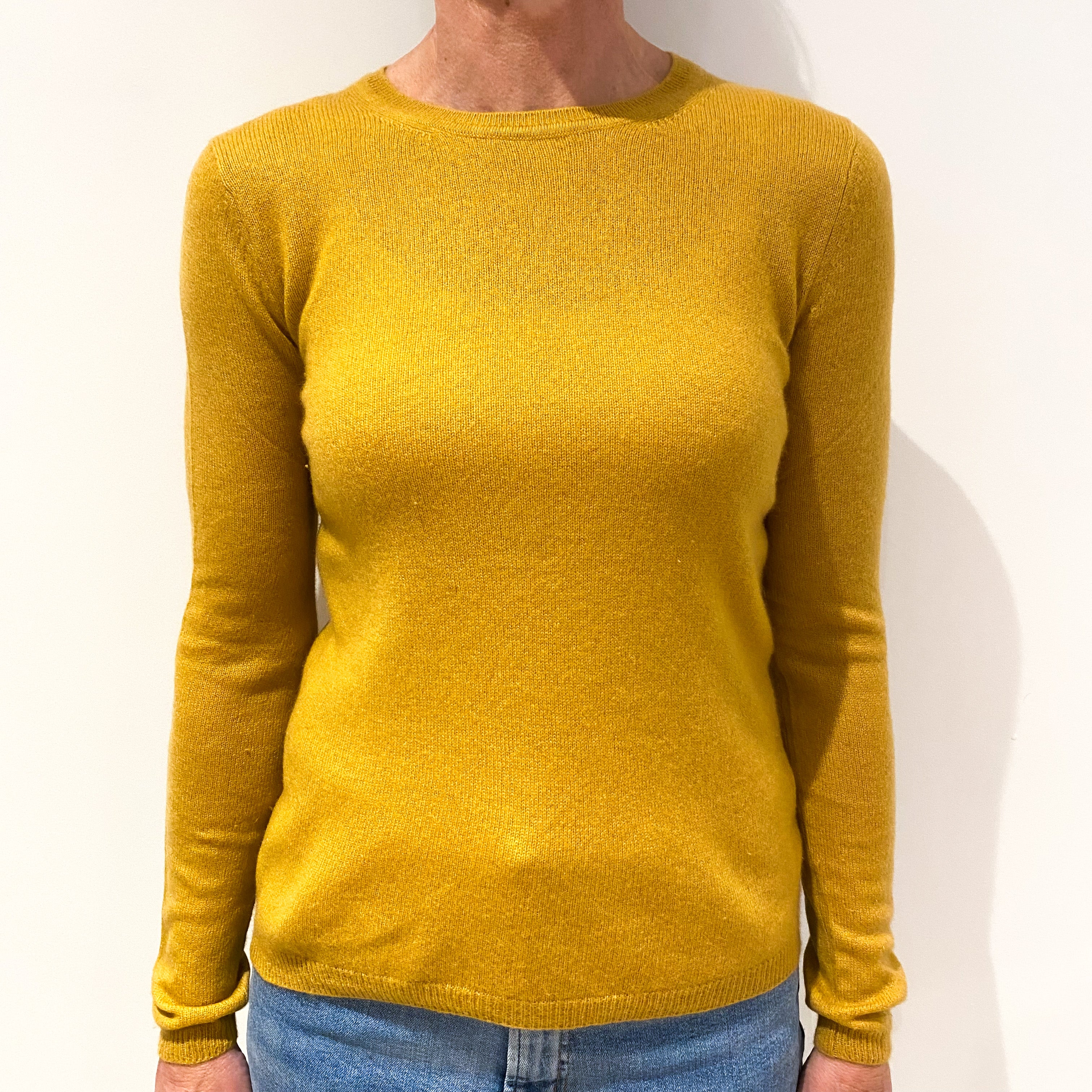 Mustard Yellow Cashmere Crew Neck Jumper Small