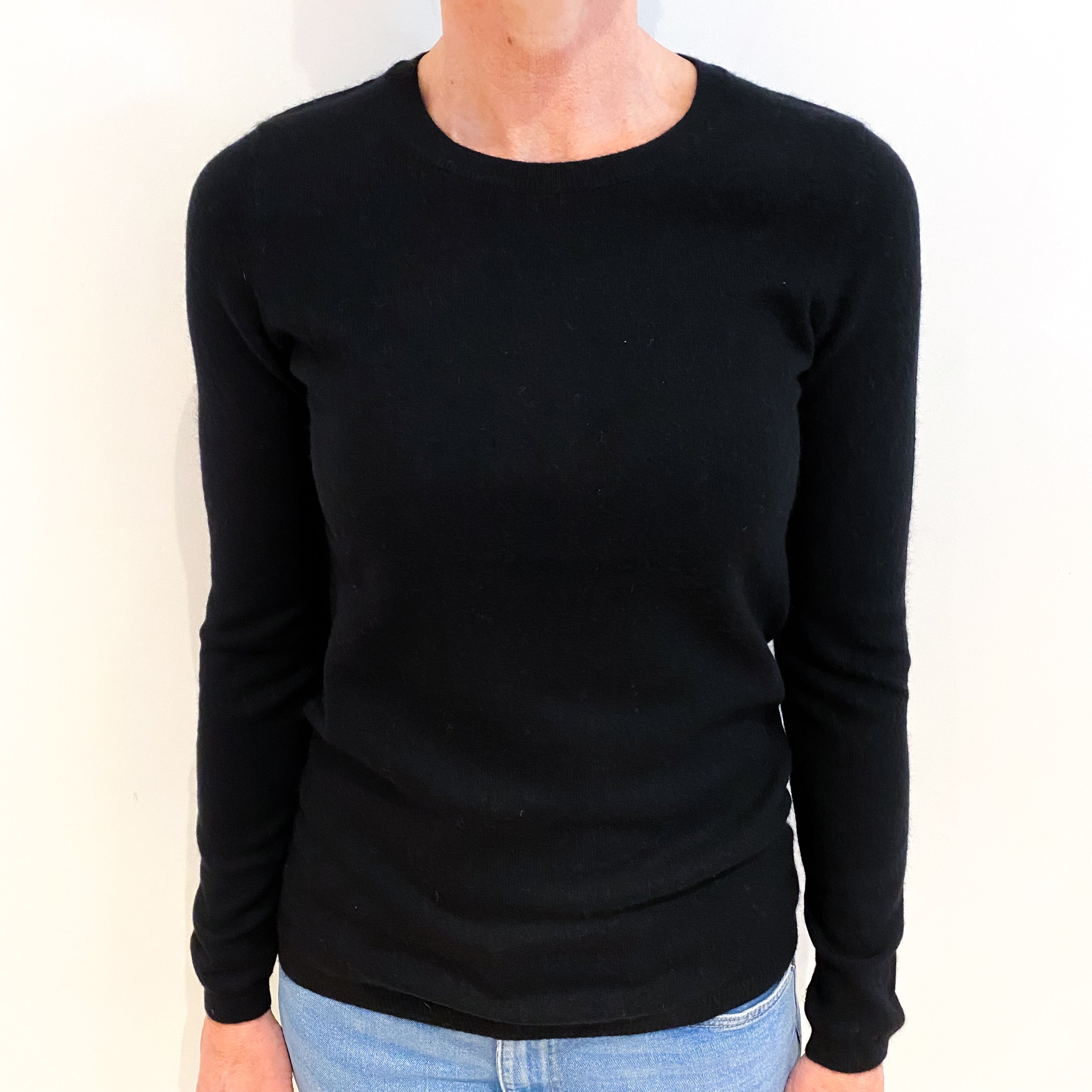 Black Cashmere Crew Neck Jumper Small