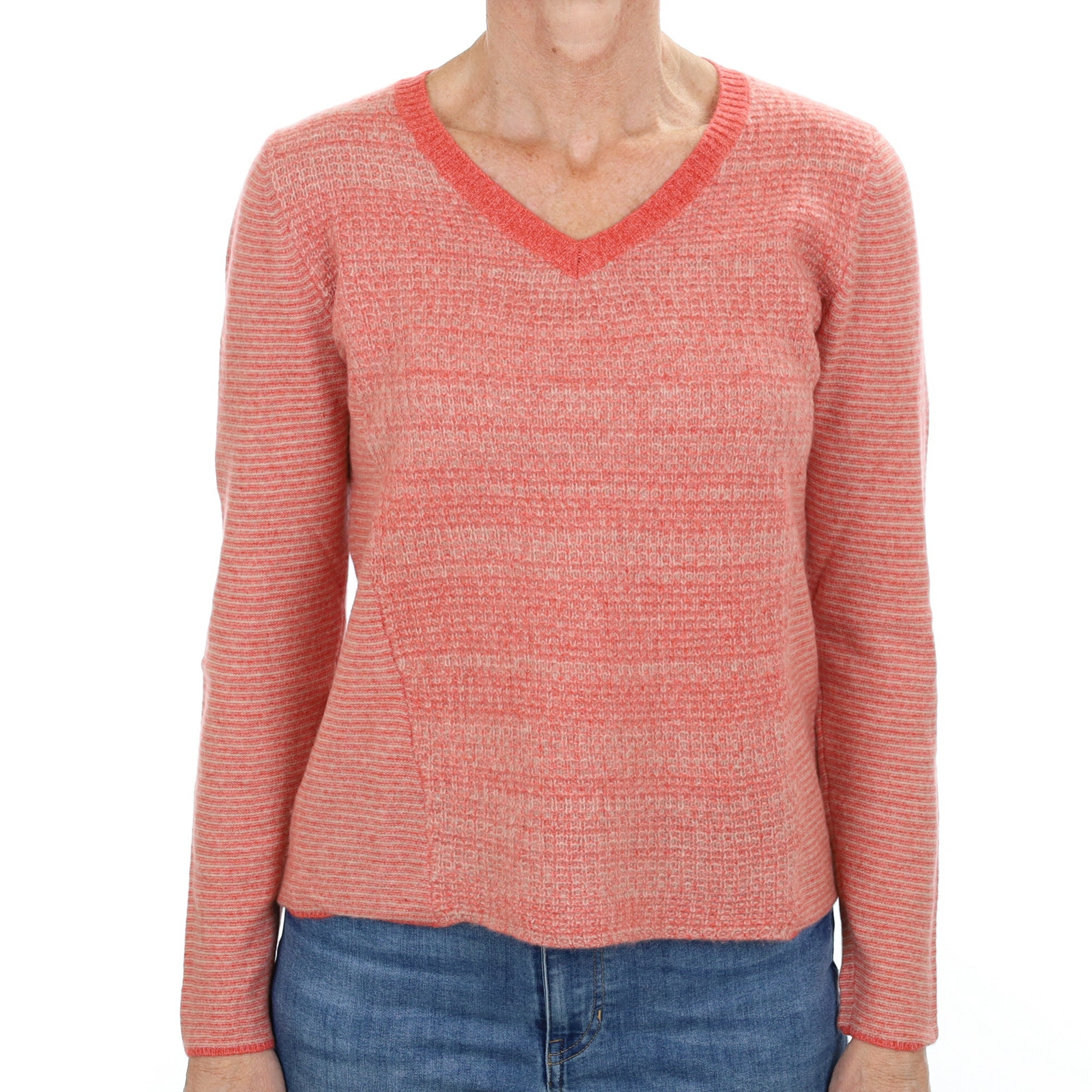 Orange Soda Marl Cashmere V Neck Jumper Small