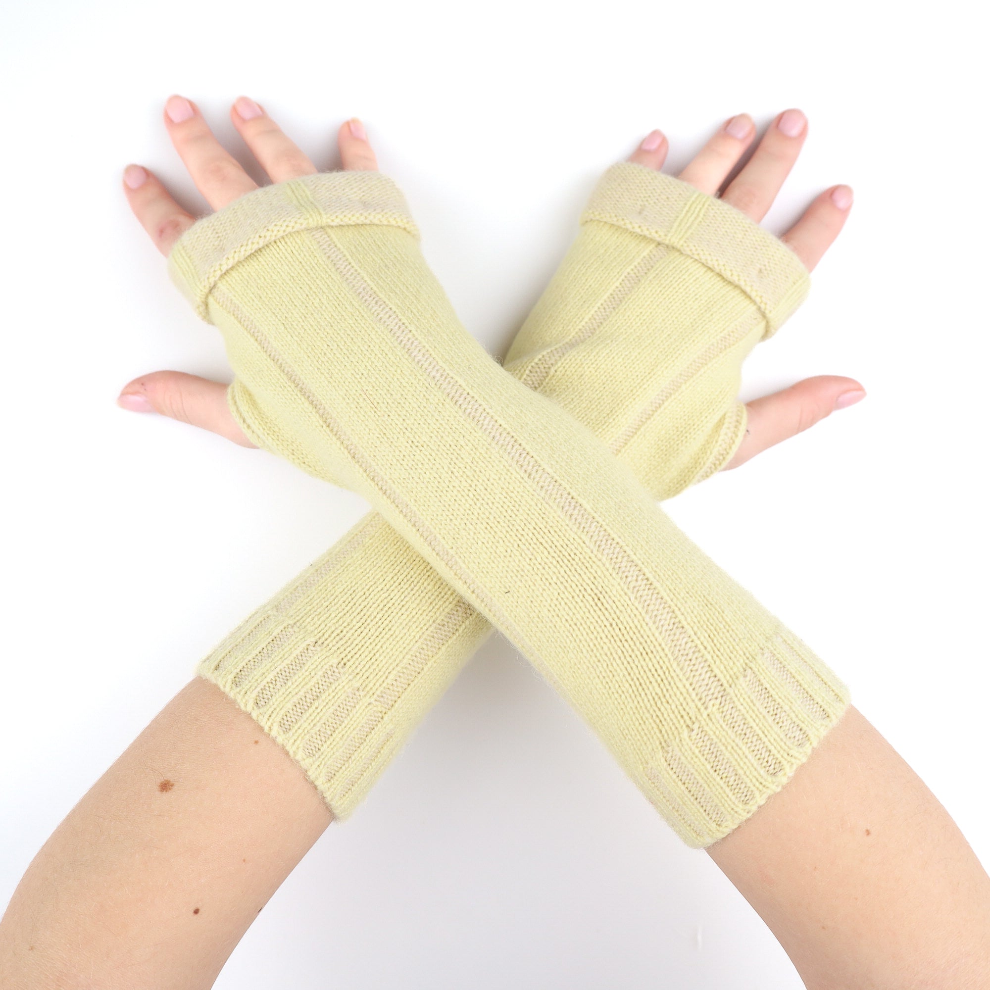 Primrose Yellow Chunky Rib Fingerless Gloves